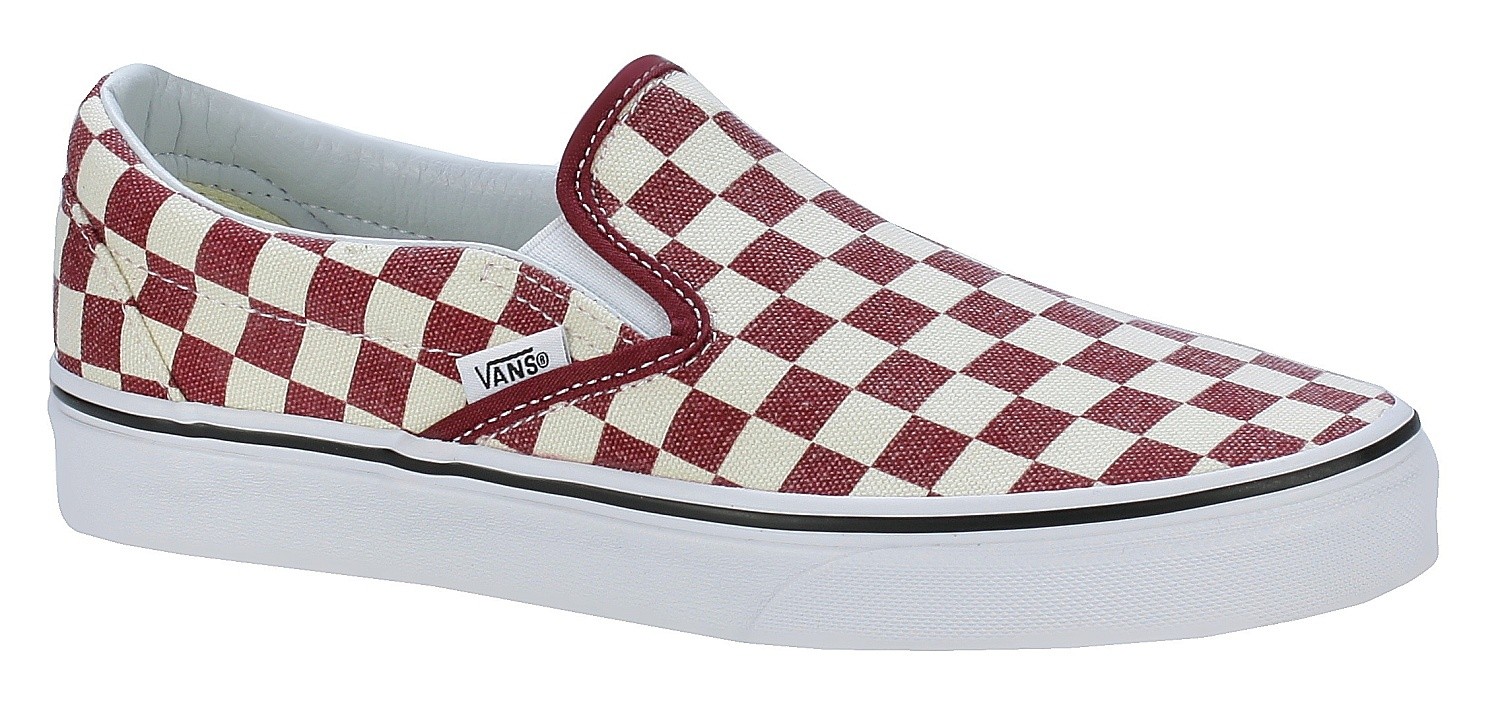 vans classic slip on rhubarb & white checkerboard vans classic slip on rhubarb & white checkerboard