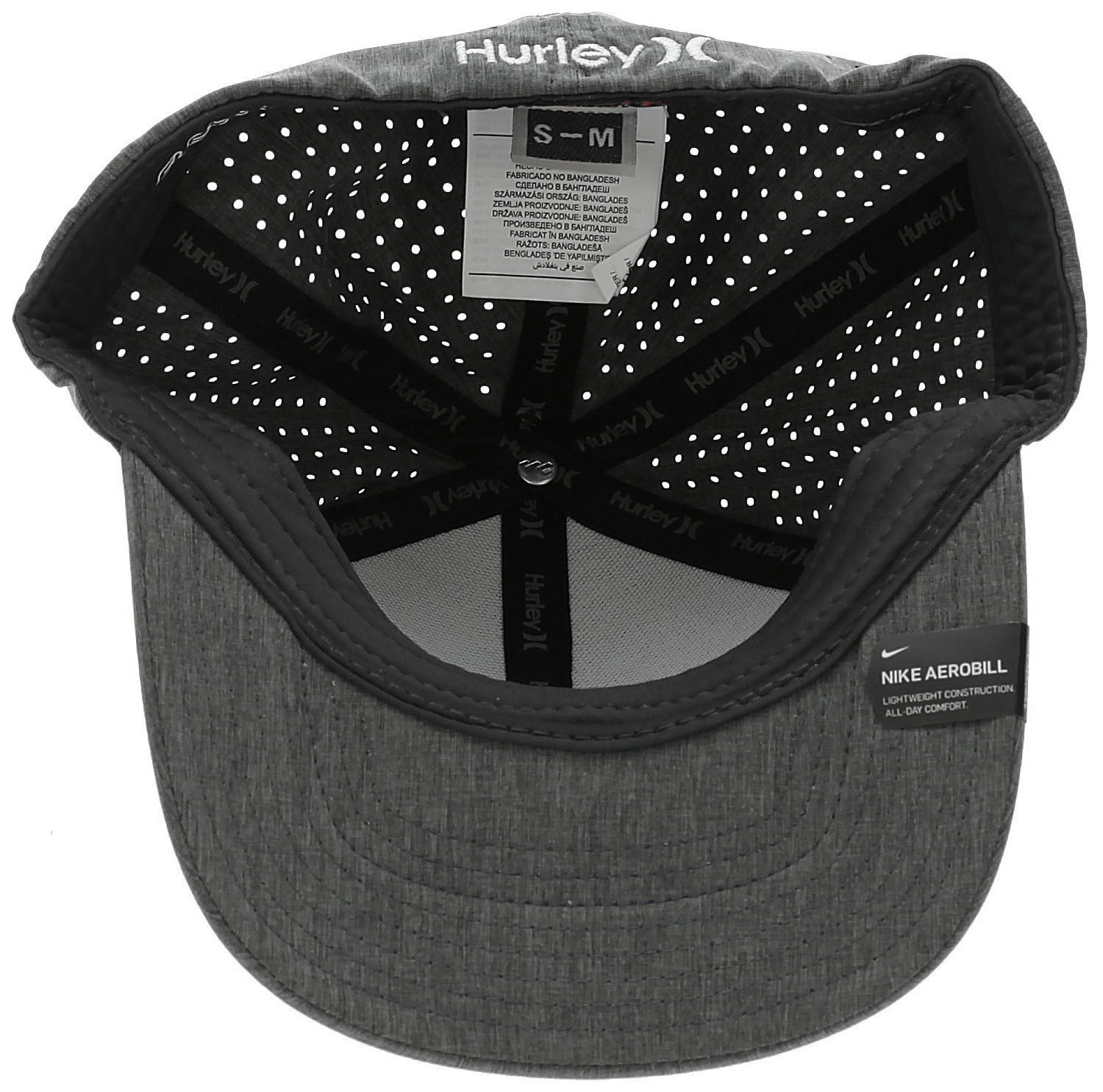 Hurley DRI-FIT Icon Snapback Hat Gray Grey Black Aerobill Cap Beach Surf Fly