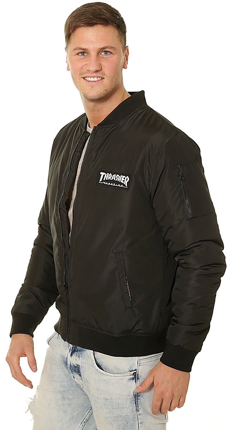 thrasher bomber jacket black