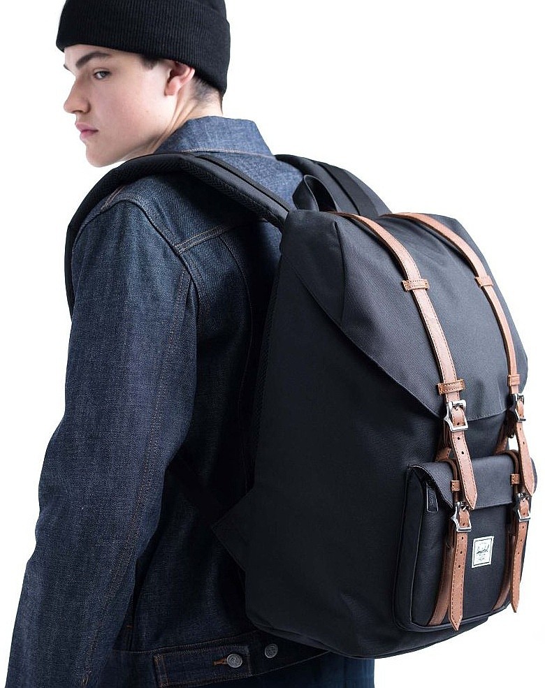 Backpack Herschel Little America Black Tan Synthetic Leather Snowboard Online Eu