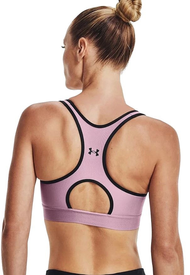 bra Under Armour Mid Keyhole Graphic - 698/Mauve Pink/Black - women´s