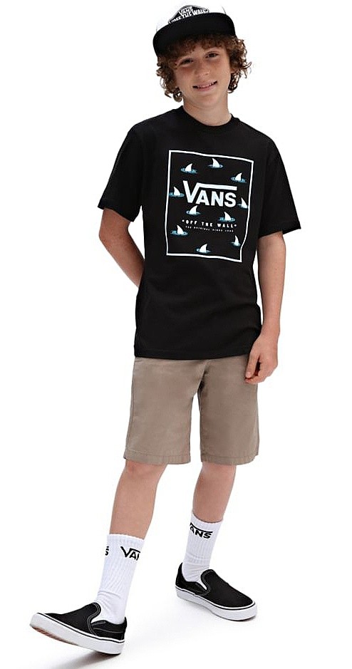 T Shirt Vans Print Box Black Shark Fin boy s blackcomb shop.eu