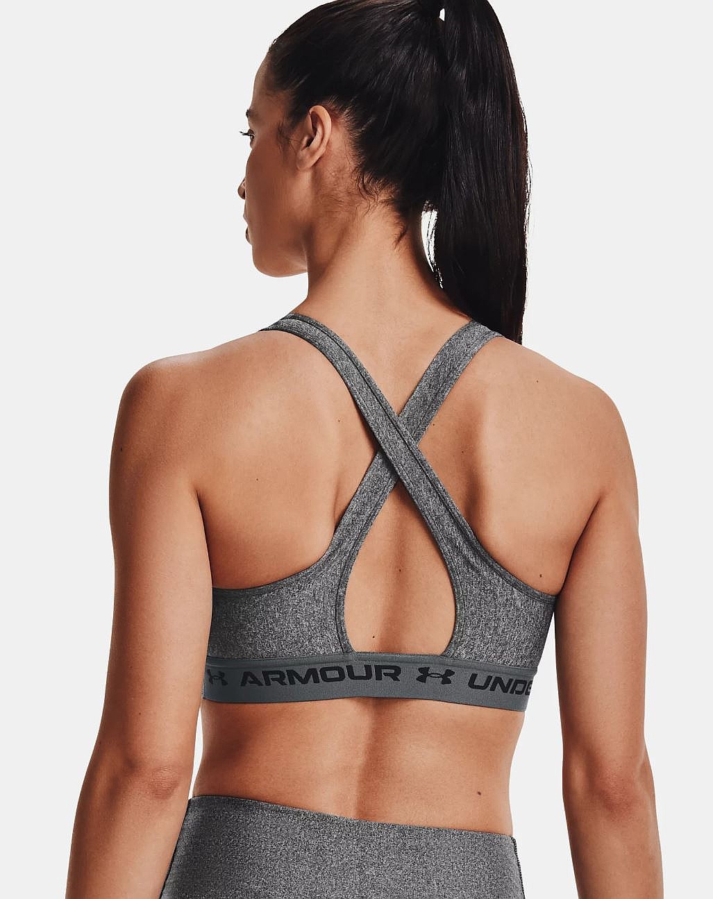 soutien-gorge Under Armour Crossback Mid Heather - Charcoal Light Heather/Pitch Gray - women´s