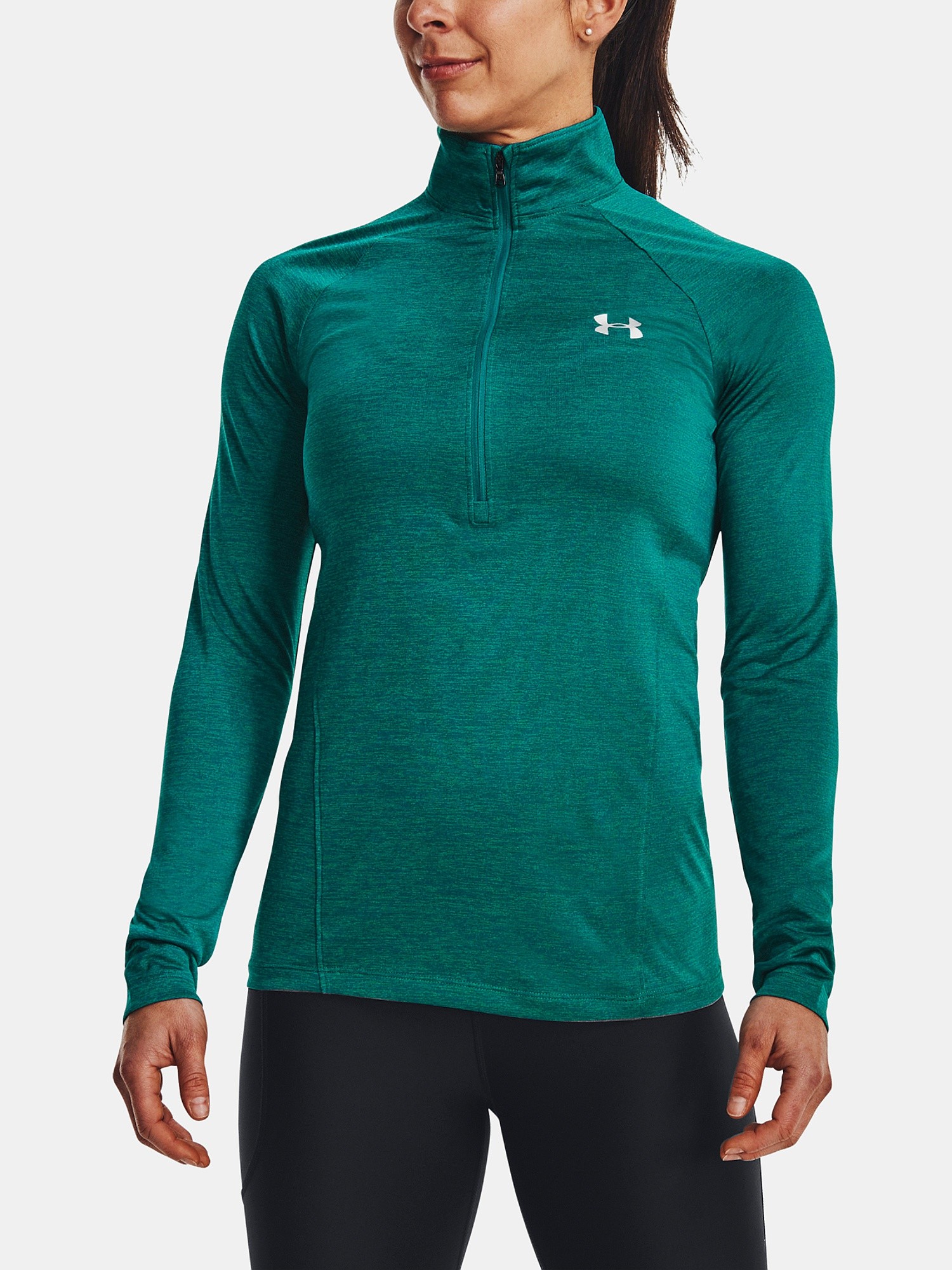 tričko Under Armour Tech Twist LS - Coastal Teal/Metallic Silver