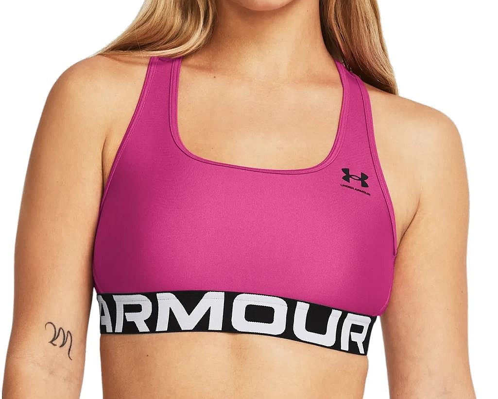 bra Under Armour HeatGear Authentics Mid - Astro Pink/Black - women´s