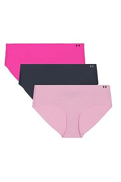 panties Under Armour Pure Stretch No Show Hipster 3 Pack - Pink Elixir/Pace Pink/Blue Petrol - women´s