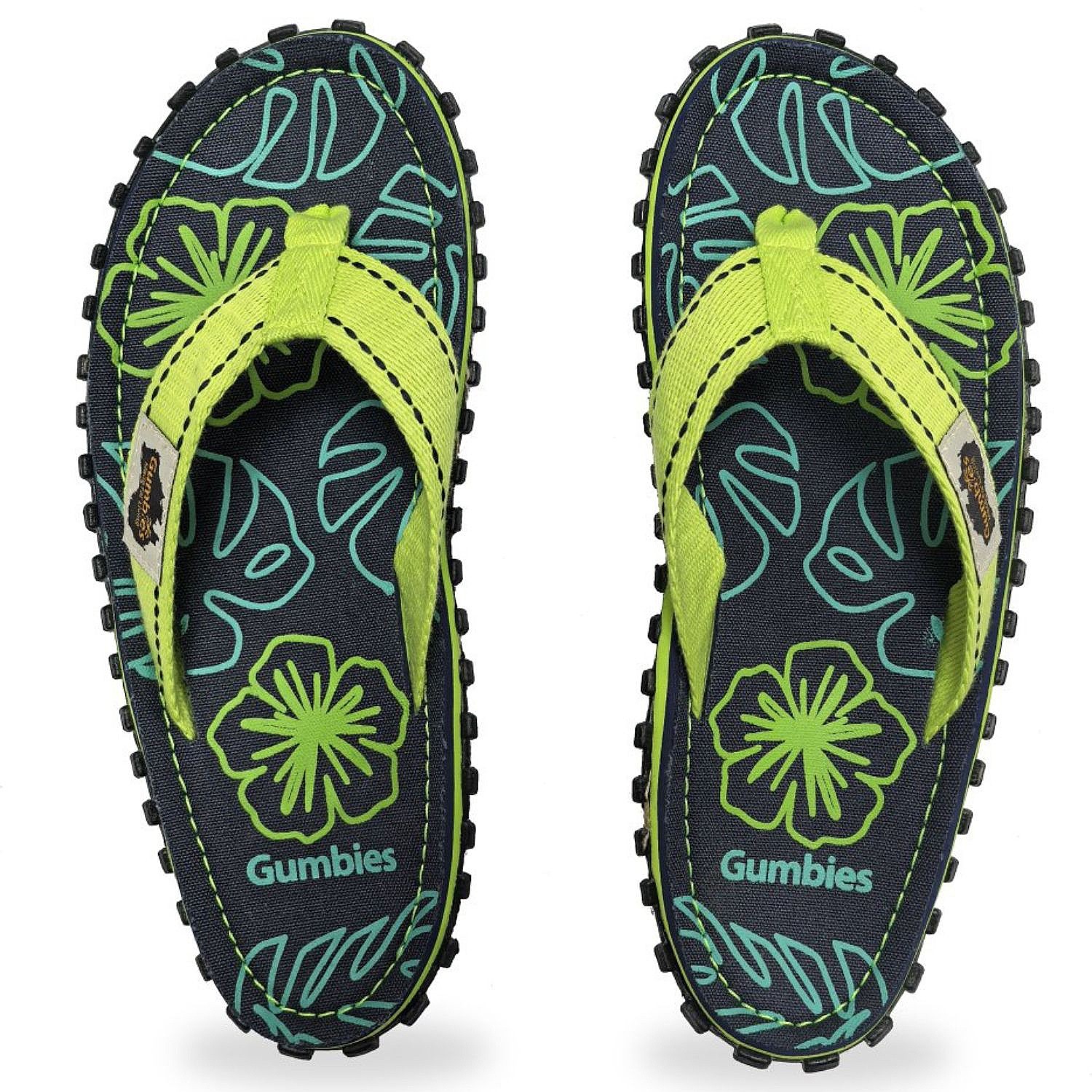 flip flops Gumbies Islander - Lime Hibiscus