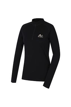 T-Shirt Husky Merino Merow Zip LS - Black - women´s