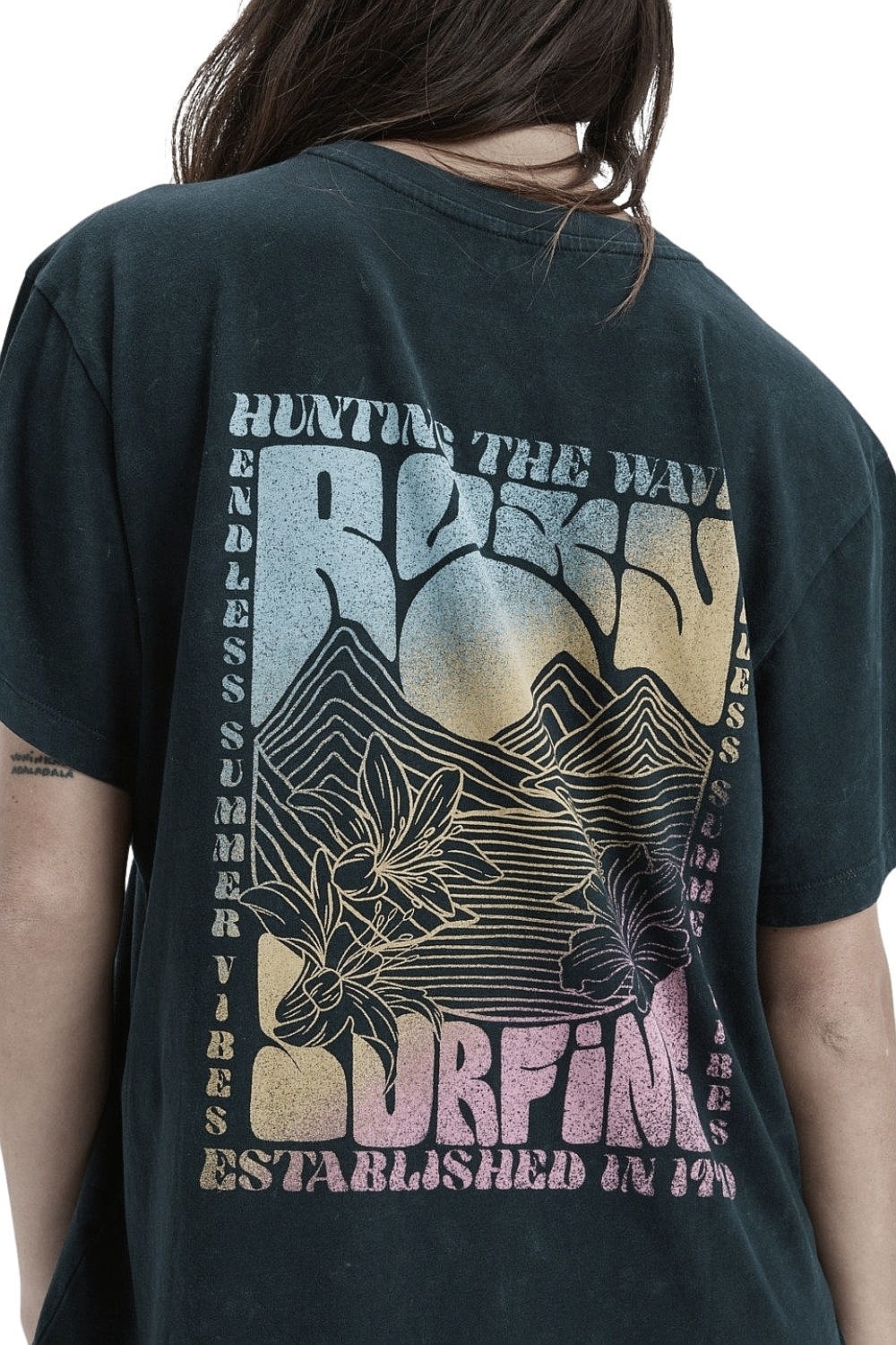 T-shirt Roxy Sunnyoversize Optic Wash - KVJ0/True Black