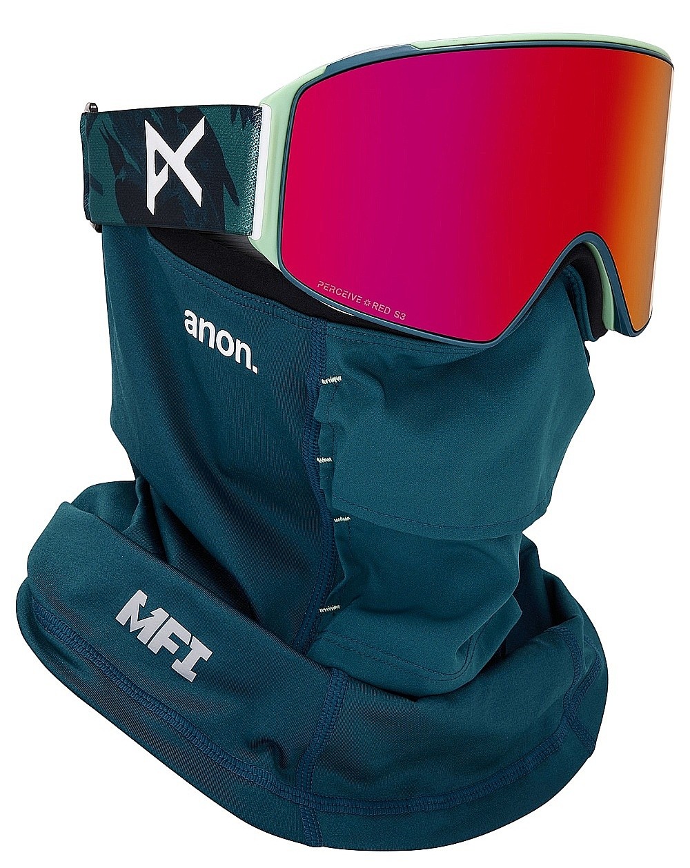 masque de ski  Anon M4 Cylindrical MFI Face Mask - Family Tree/Perceive Sunny Red