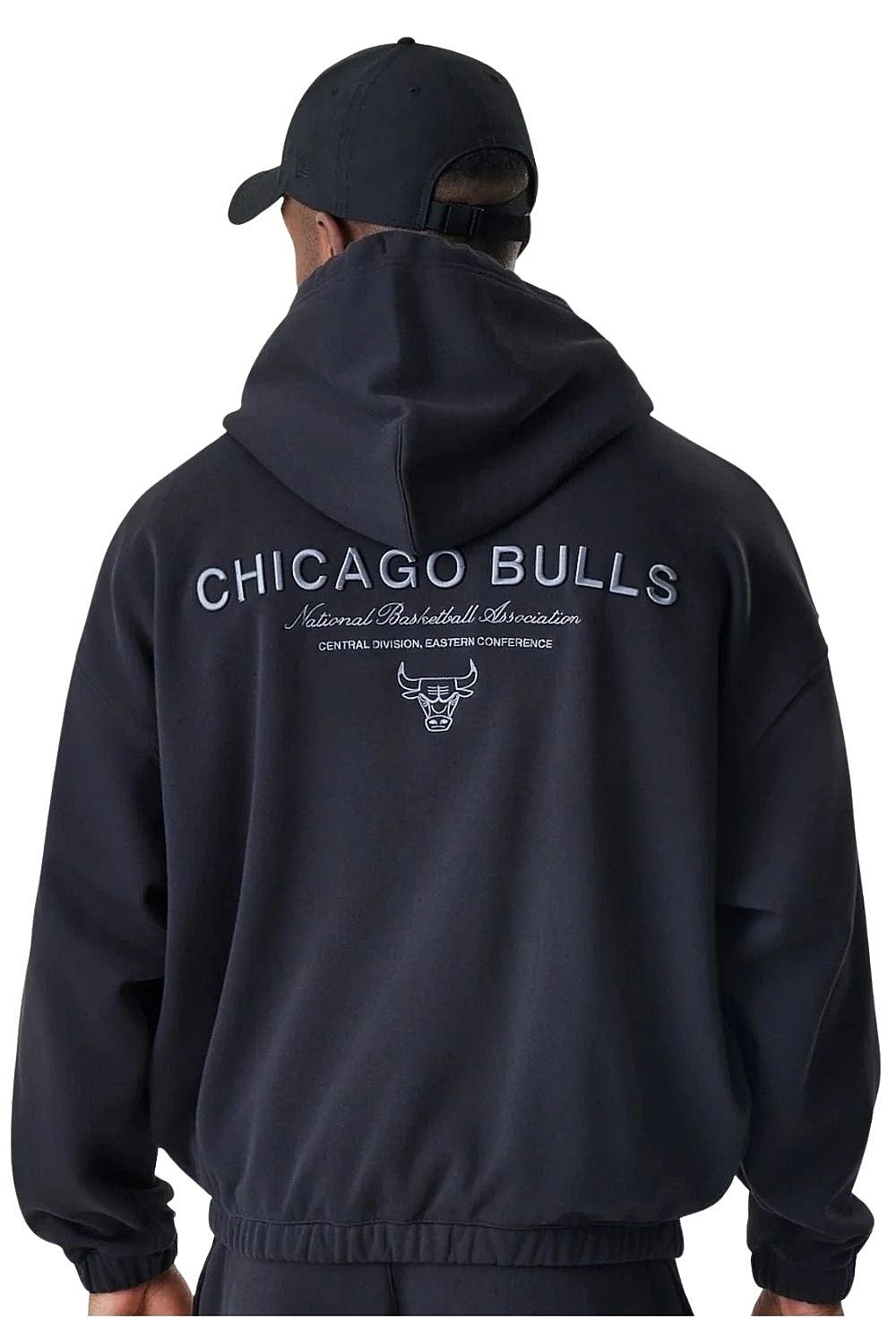 mikina New Era Linear Oversized Hoodie Zip NBA Chicago Bulls - Black