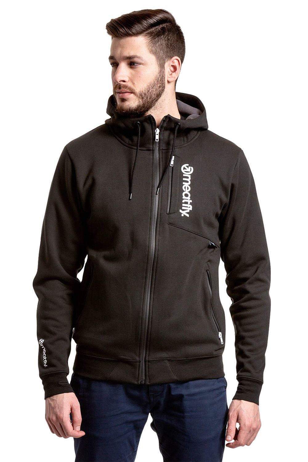 mikina Meatfly Lightyear Zip - Black - men´s