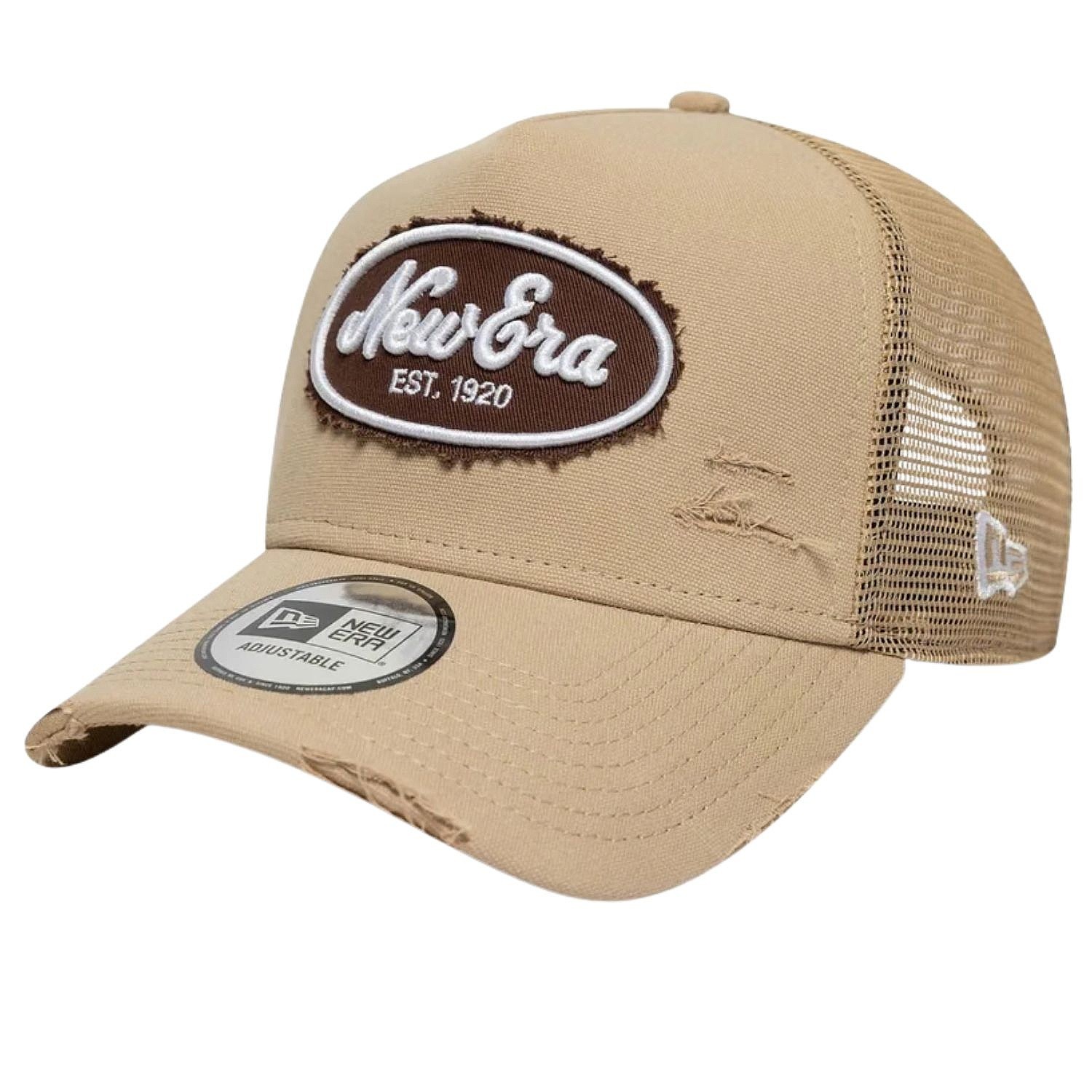 šiltovka New Era 9FO AF Oval Canvas Distress Trucker Branded - Camel - men´s