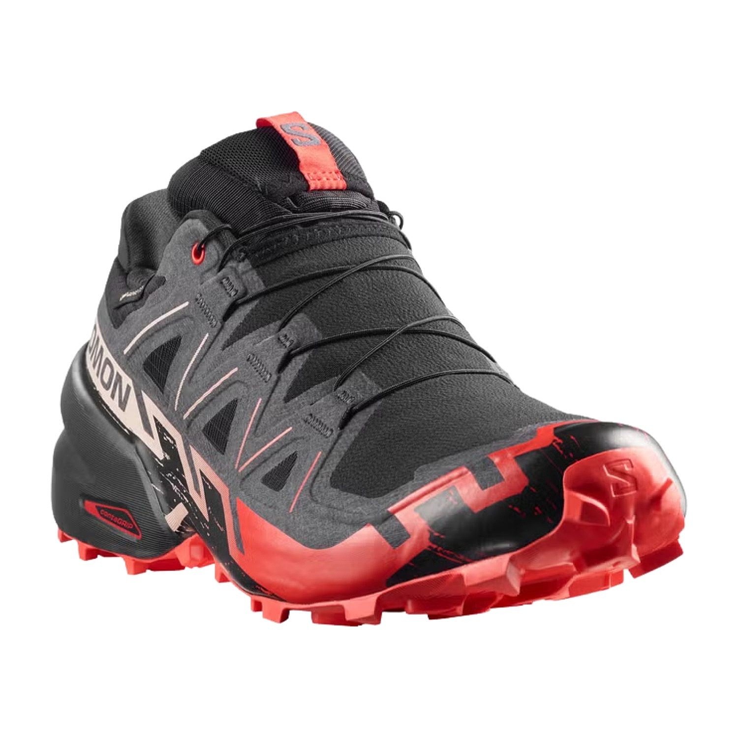 topánky Salomon Speedcross 6 GTX - Black/Fiery Red/Almond Milk - men´s