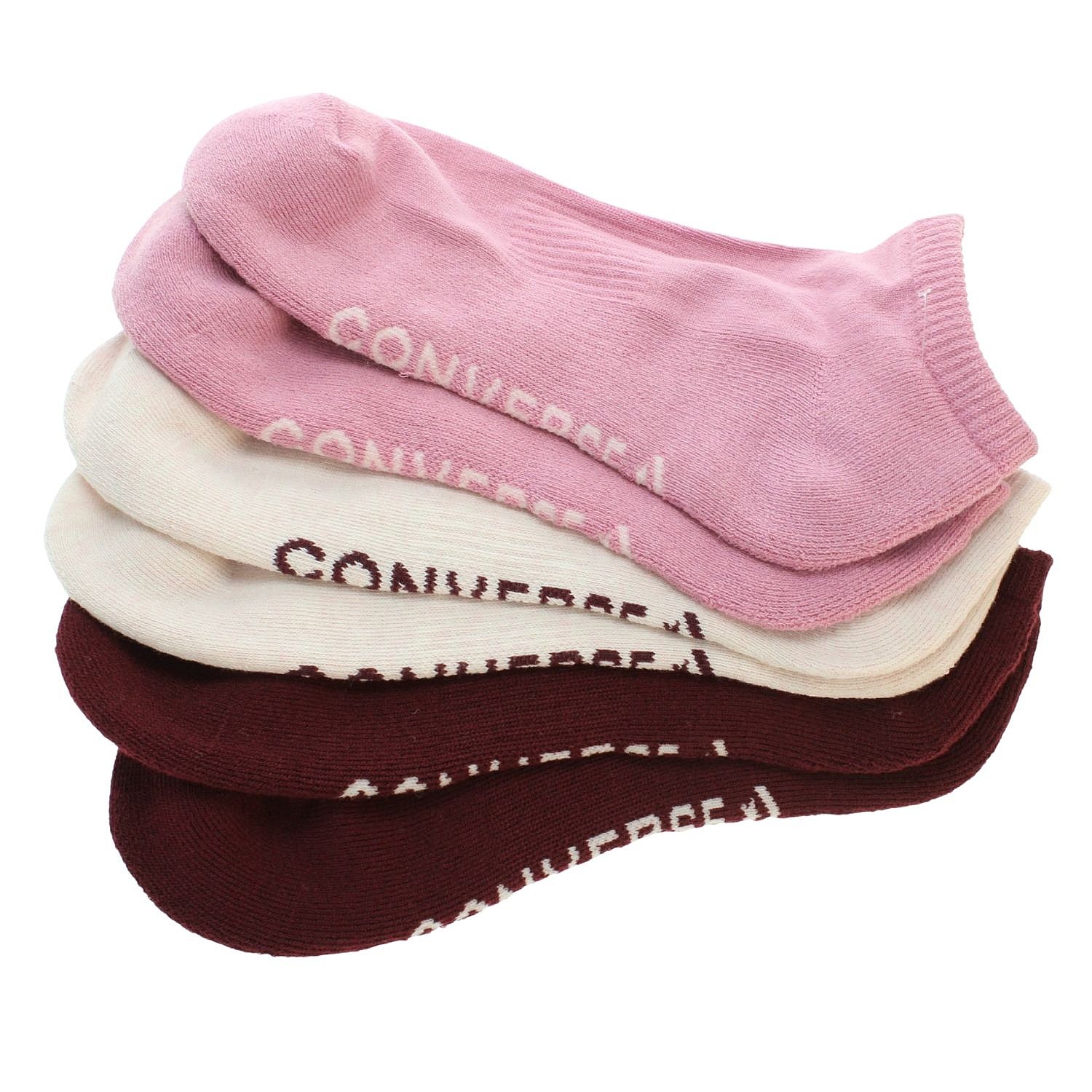 ponožky Converse Wordmark Low 3 Pack - WC0707/Pink/Creme/Bordeaux - women´s