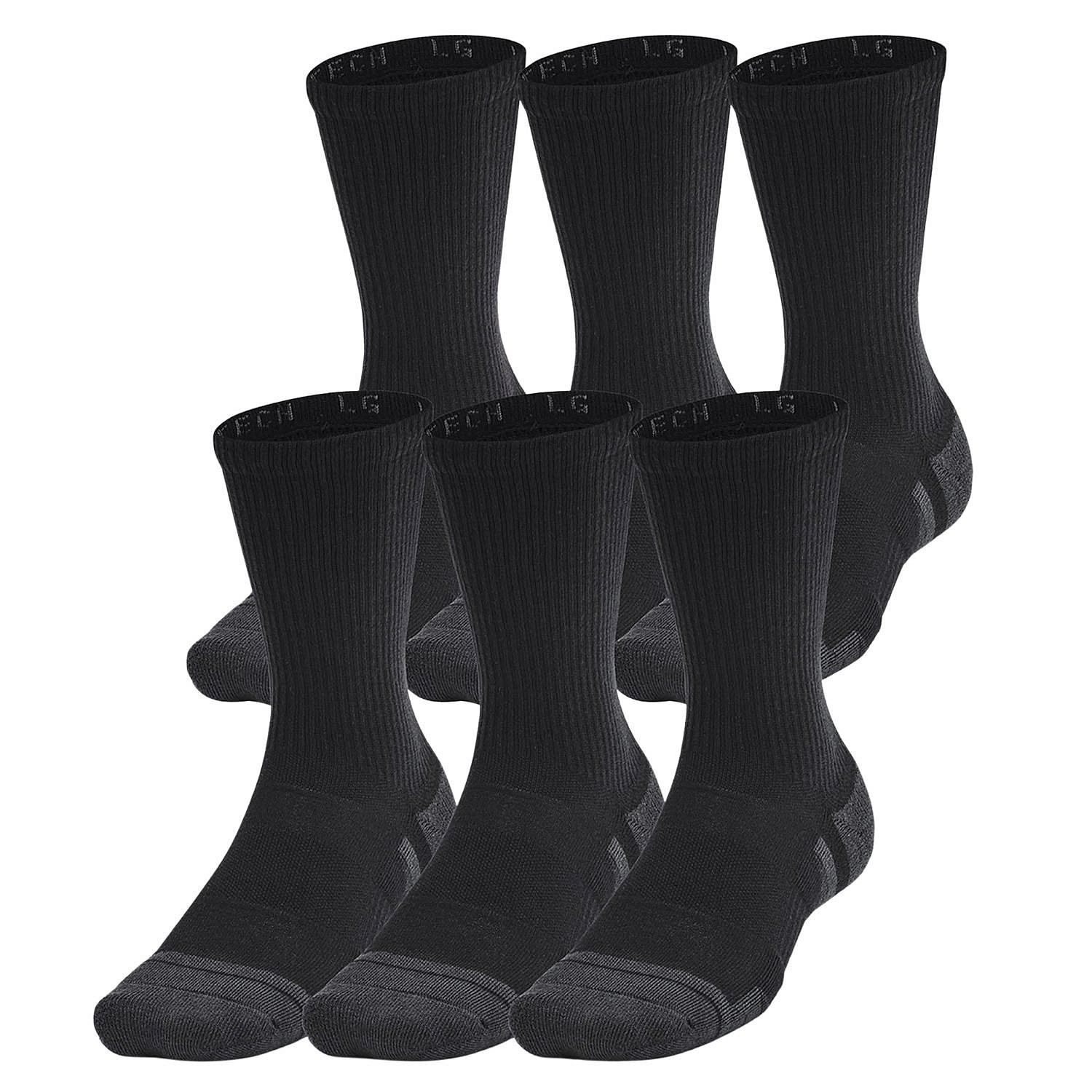 ponožky Under Armour Performance Tech Crew 6 Pack - Black/Jet Gray