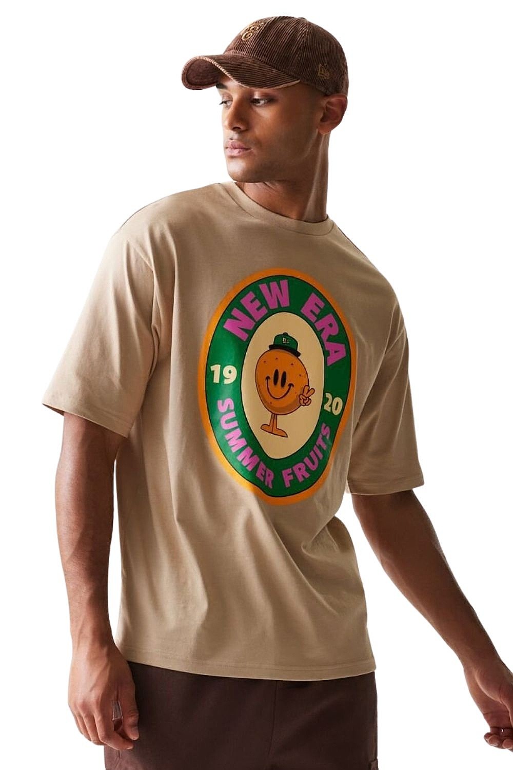 tričko New Era Fruit Graphic Oversized - Camel
