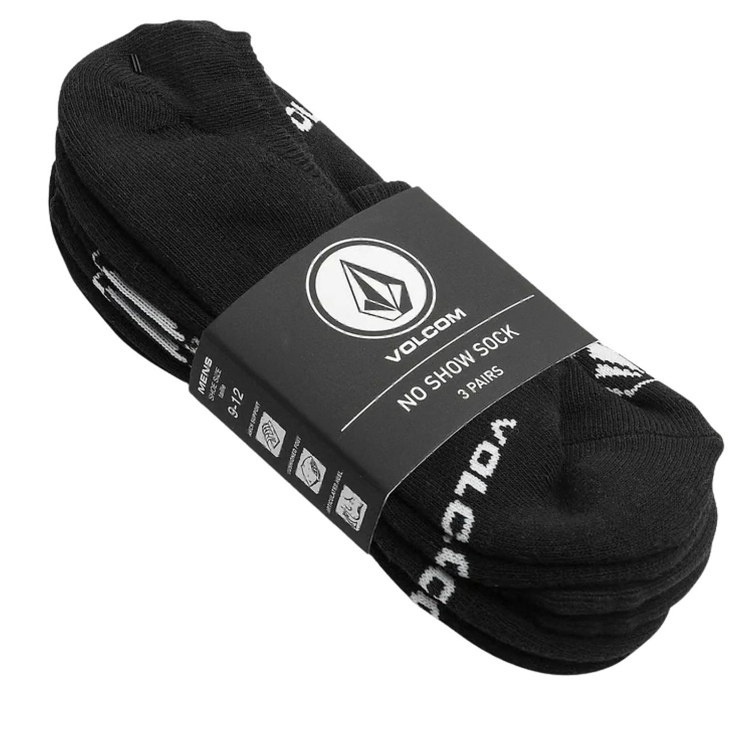 ponožky Volcom Stones No Show 3 Pack - Black - men´s