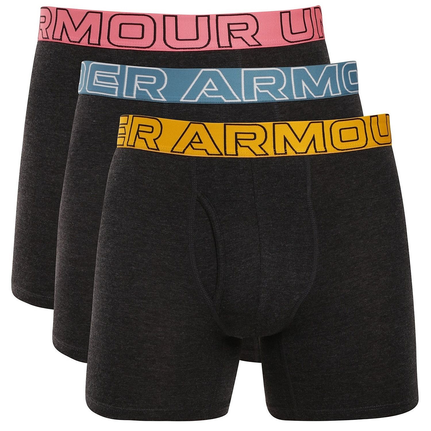trenky Under Armour Perf Tech Cotton 6in 3 Pack - Anthracite/Blue/Yellow/Pink