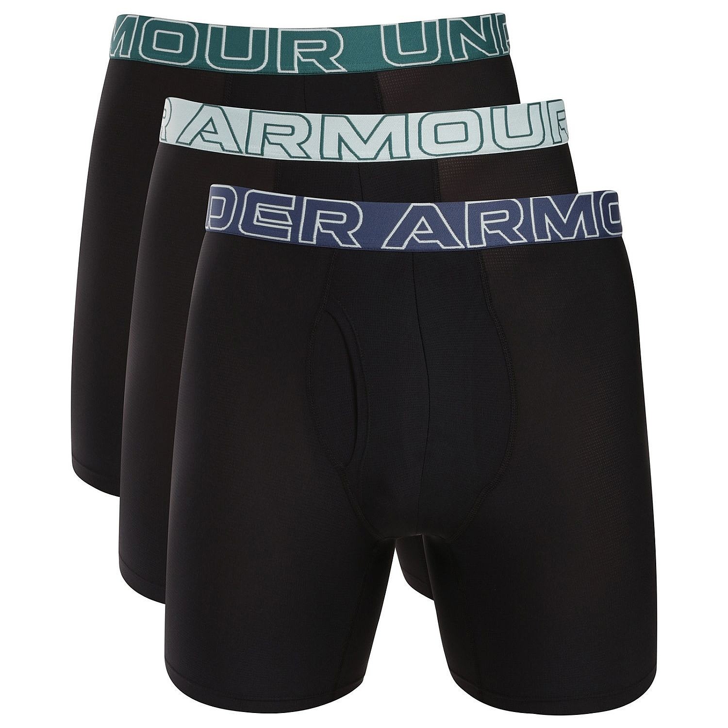 trenky Under Armour Perf Tech Mesh 6in 3 Pack - Black/Mint/Green/Blue