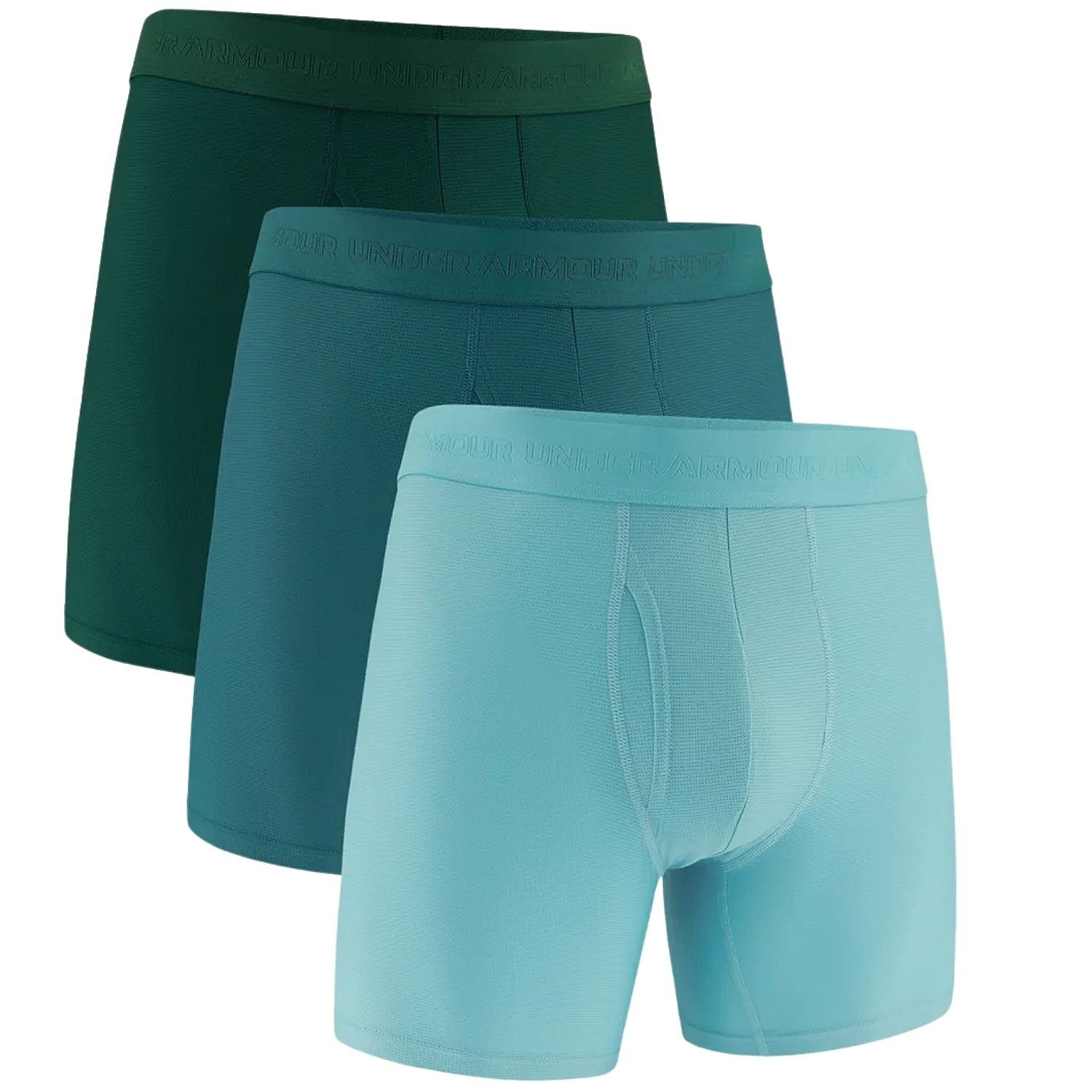 trenky Under Armour Performance Tech Mesh Mod 6in 3 Pack - Blue Haze/Boundless Blue/Arden Green