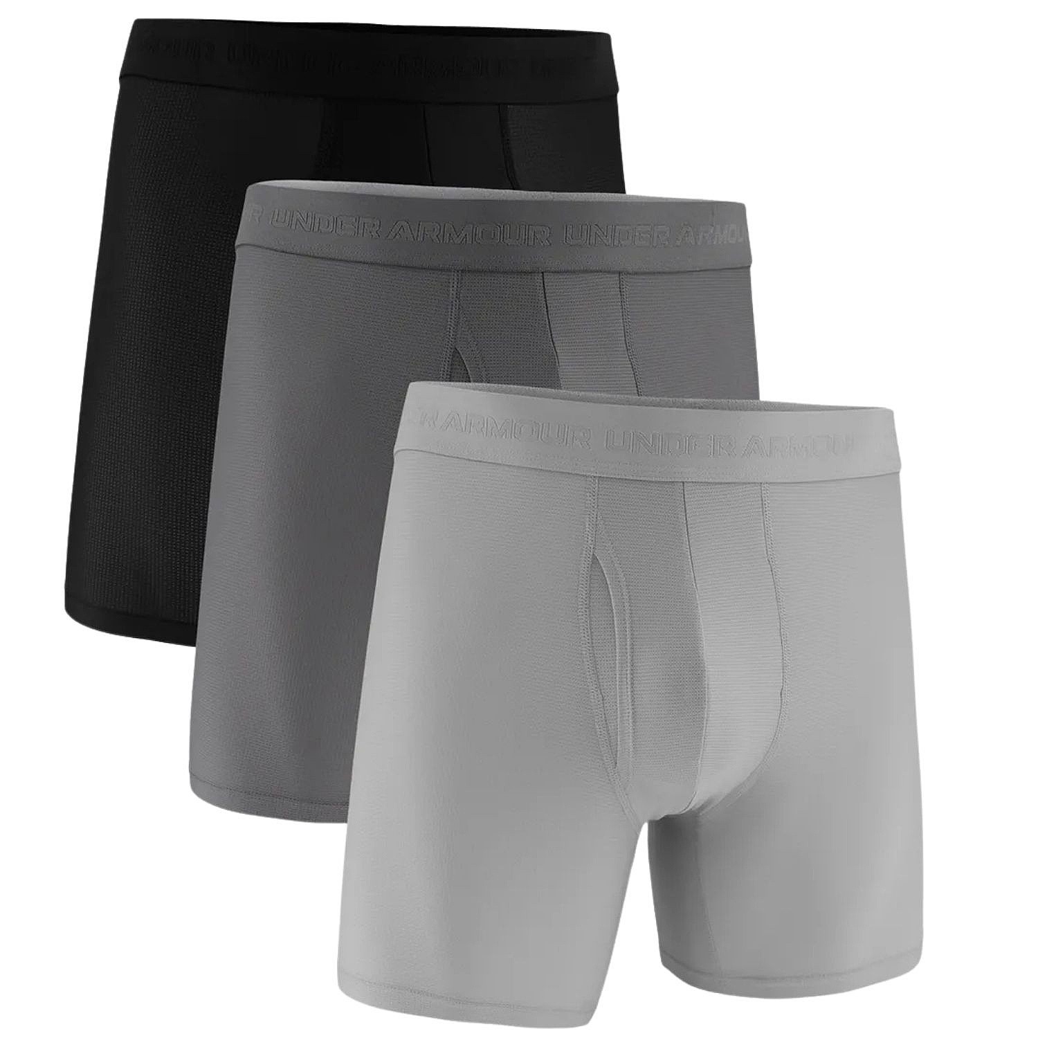 trenky Under Armour Performance Tech Mesh Mod 6in 3 Pack - Mod Gray/Titan Gray/Black
