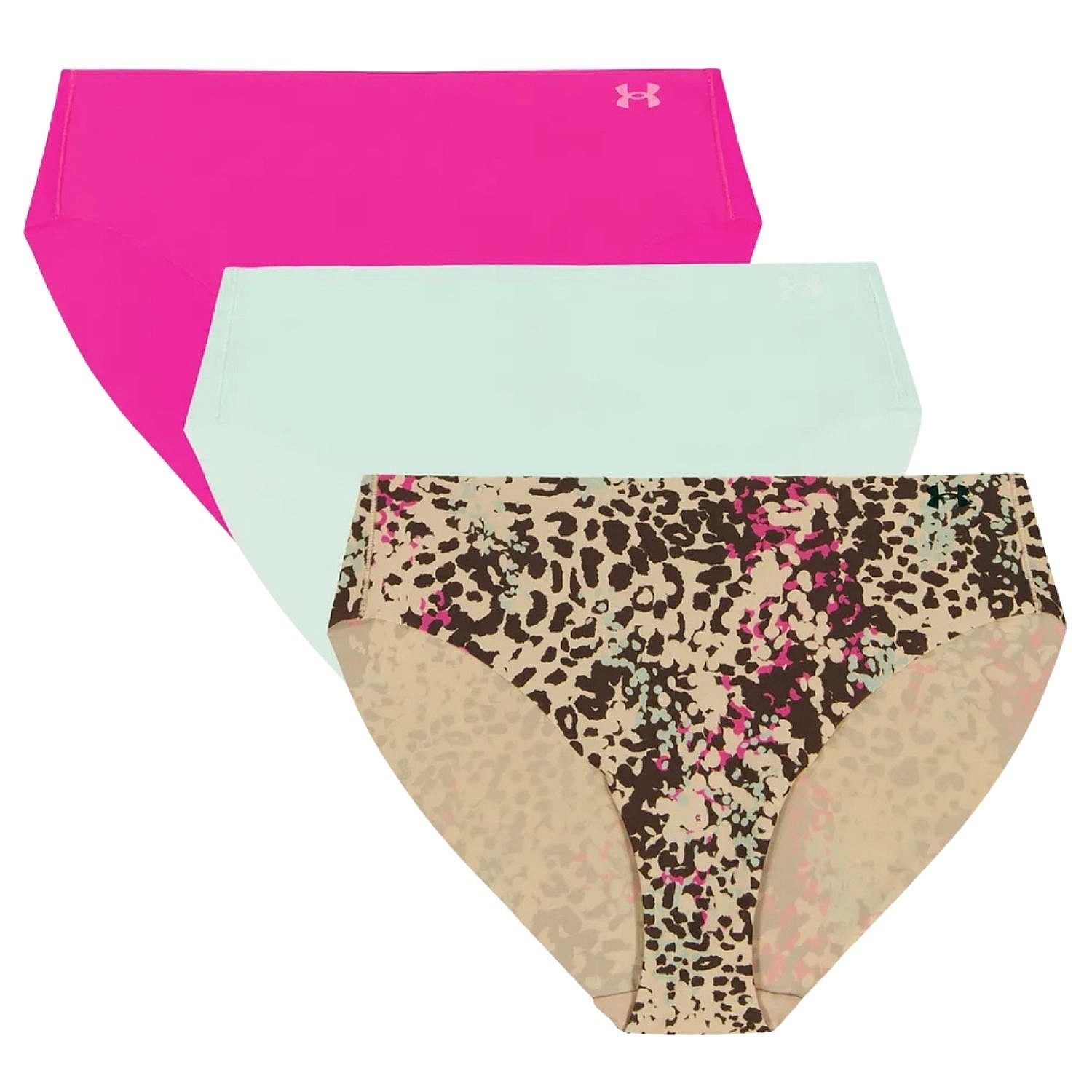 kalhotky Under Armour Pure Stretch No Show Nov Bikini 3 Pack - Pink Frenzy/Brown Print/Light Mint
