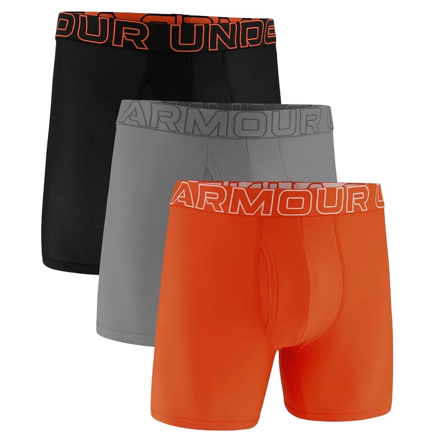 trenky Under Armour Perf Tech Mesh 6in 3 Pack - Venom Red/Titan Gray/White