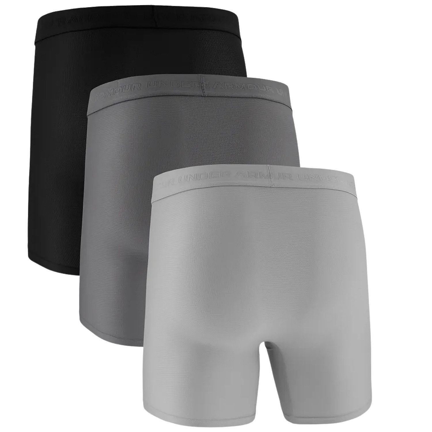 trenky Under Armour Performance Tech Mesh Mod 6in 3 Pack - Mod Gray/Titan Gray/Black