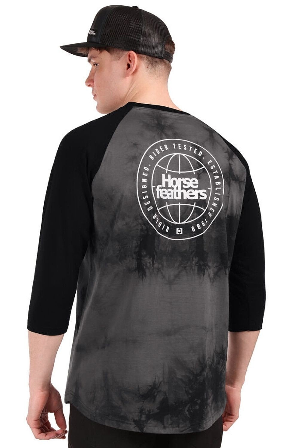 tričko Horsefeathers Global Raglan - Black/Tie Dye - men´s