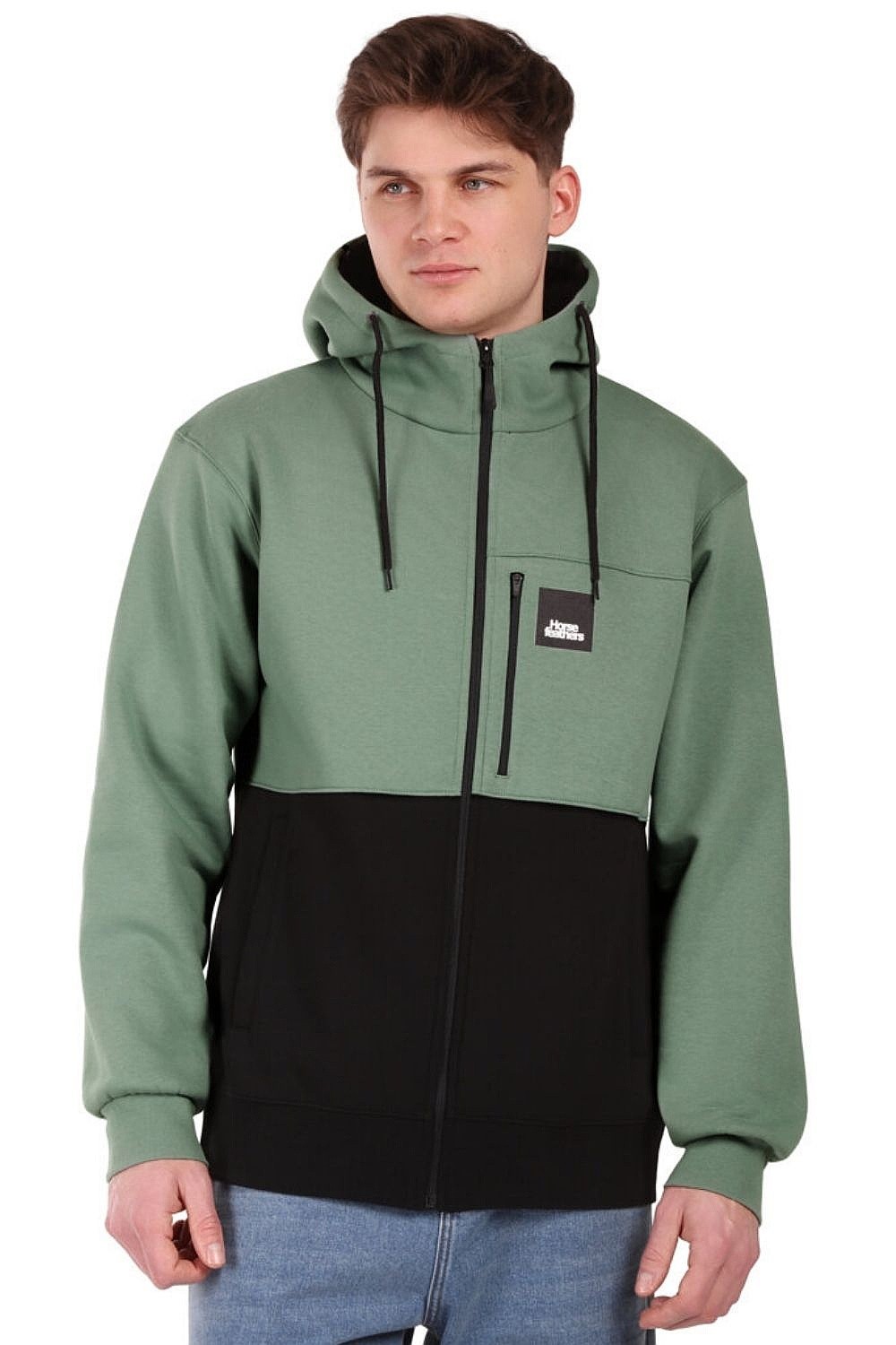 mikina Horsefeathers Vick Zip - Iceberg Green/Black - men´s
