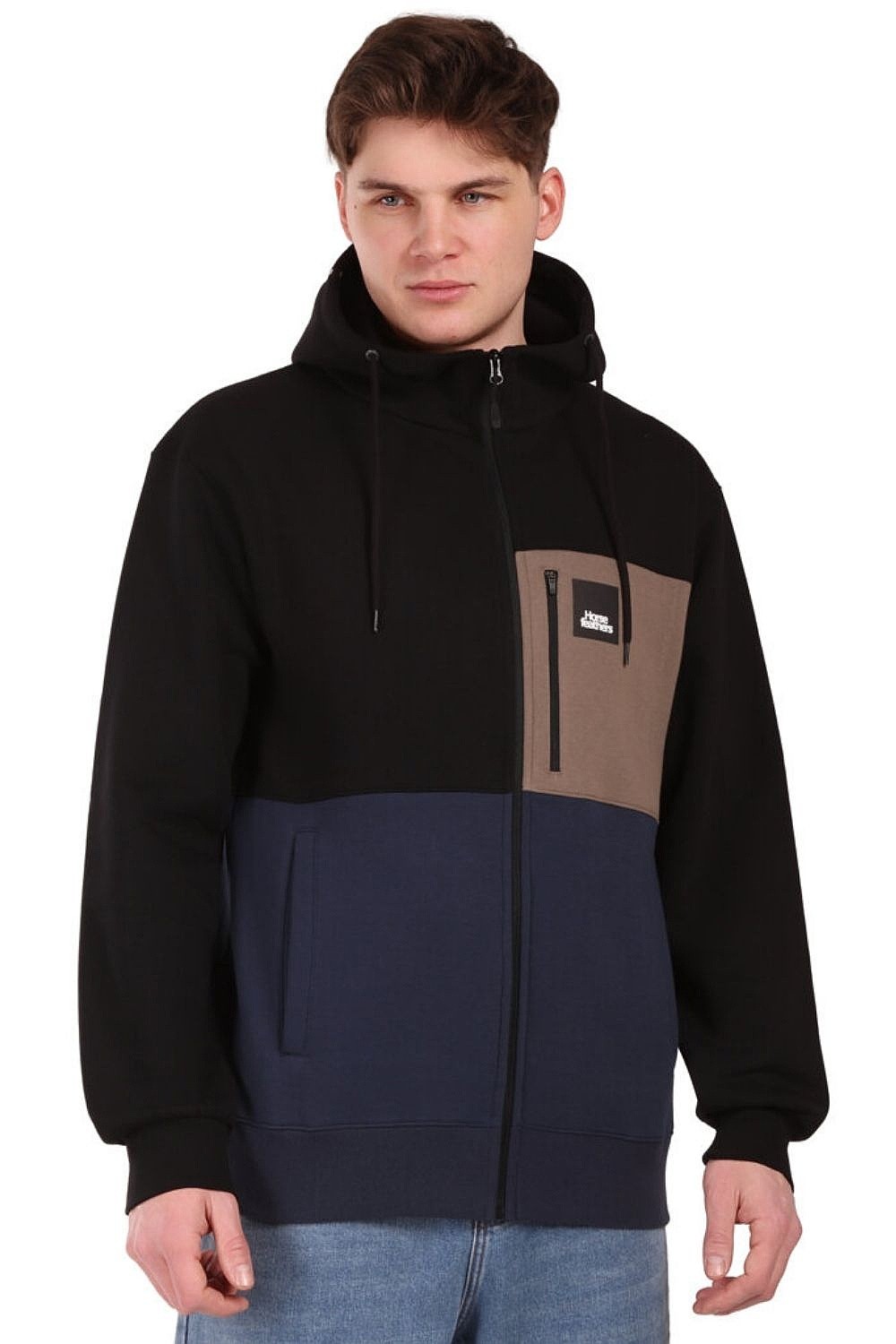 mikina Horsefeathers Vick Zip - Black/Indigo - men´s