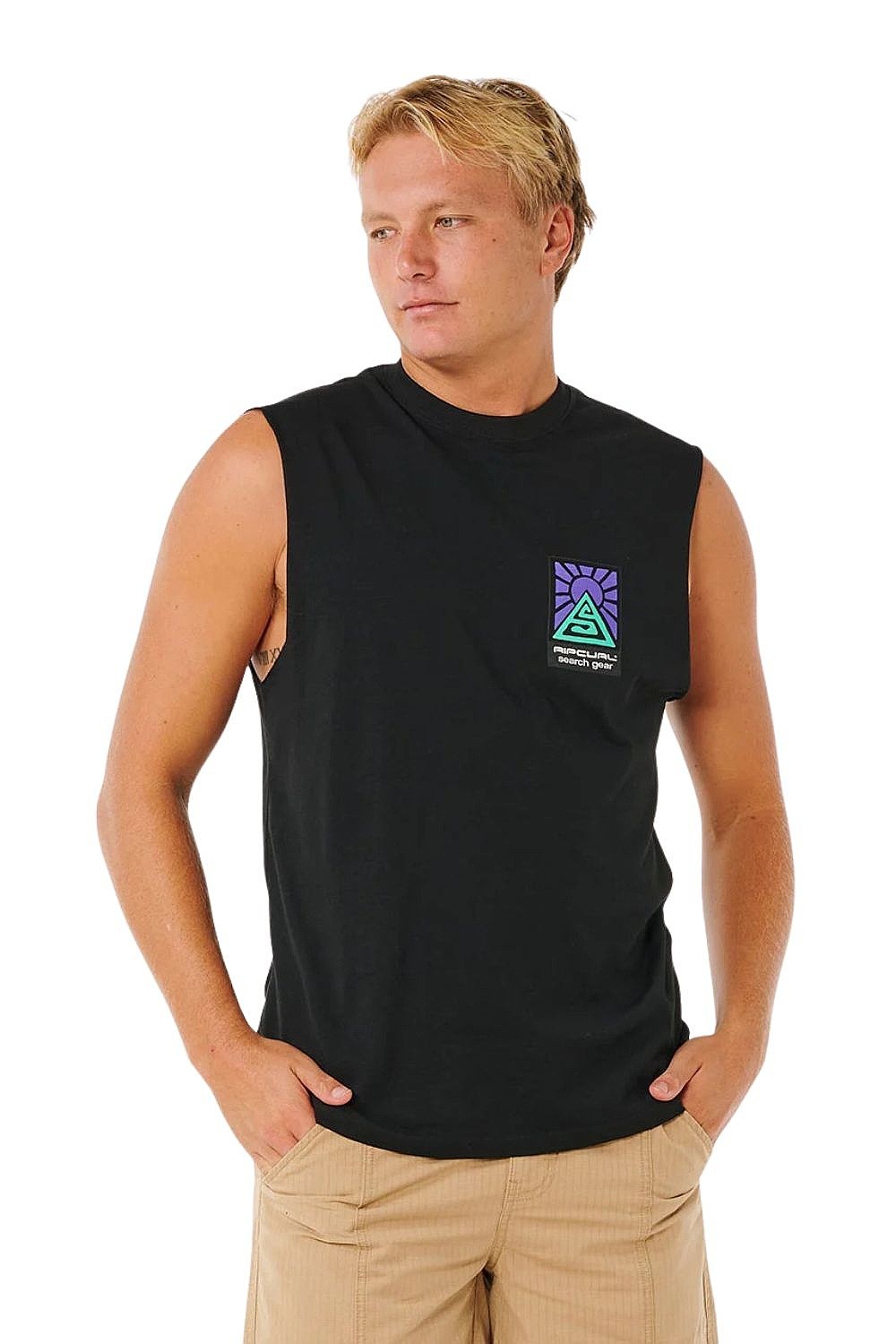 camiseta interior Rip Curl Search Dawn Muscle - Black - men´s