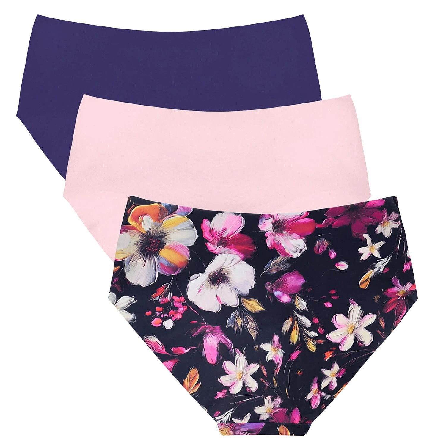 nohavičky Under Armour Pure Stretch No Show Hipster Printed 3 Pack - Canyon Pink/Flower Print/Purple - women´s