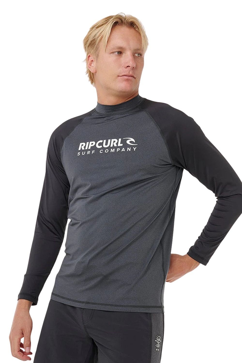 T-Shirt Rip Curl Shock UPF LS - Black Marle - men´s