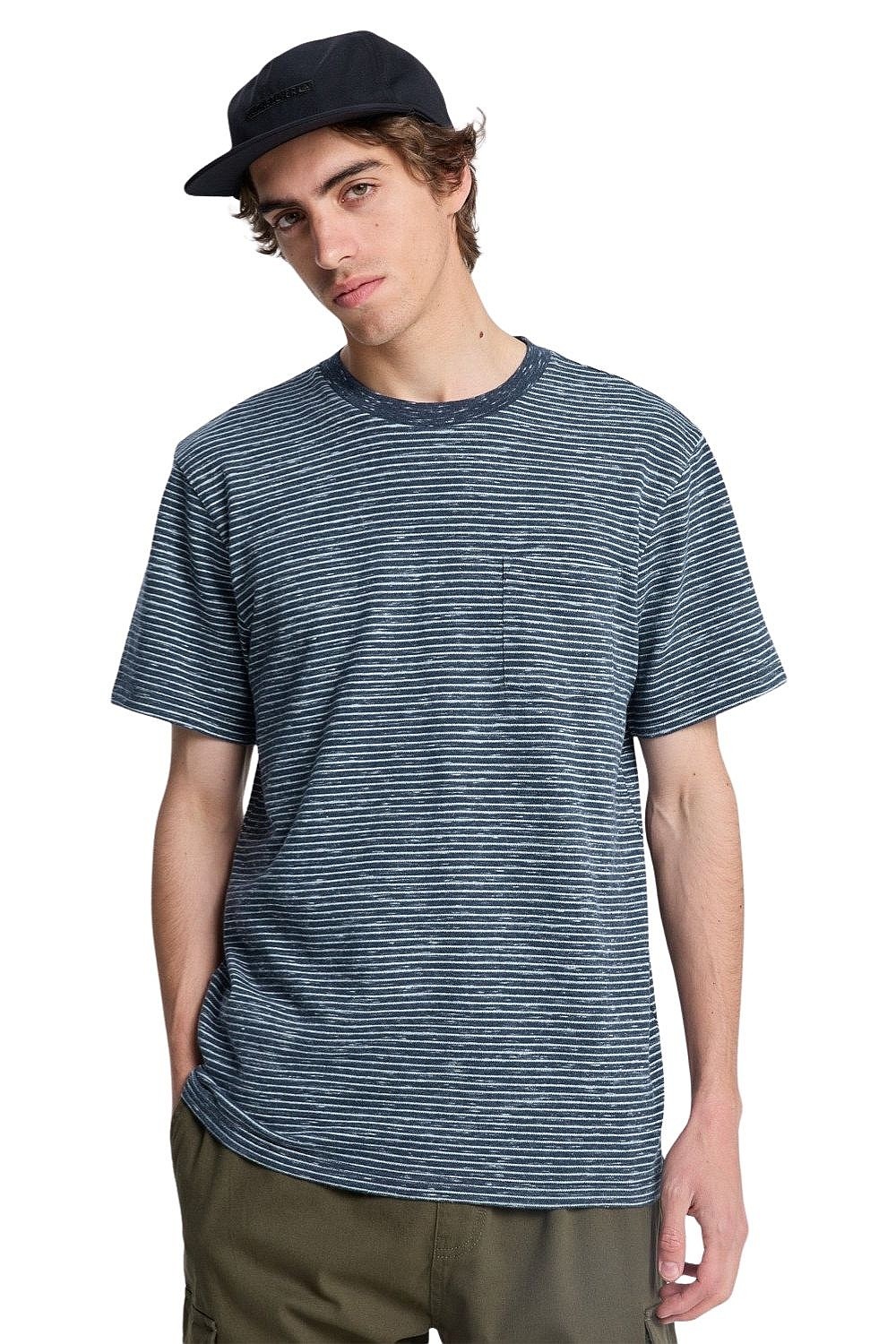 tričko Quiksilver Lopaz Striped Pocket - KTP3/Dark Navy Lopaz Stripes - men´s