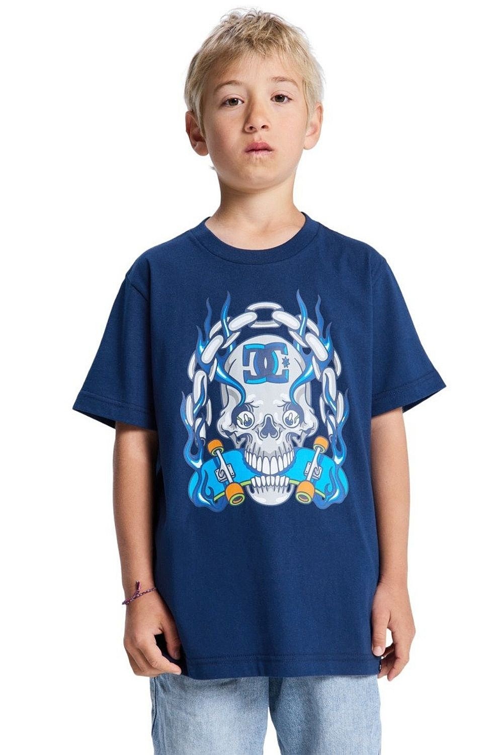 tričko DC Burning Skull Youth Hss - BSW0/Estate Blue - boy´s