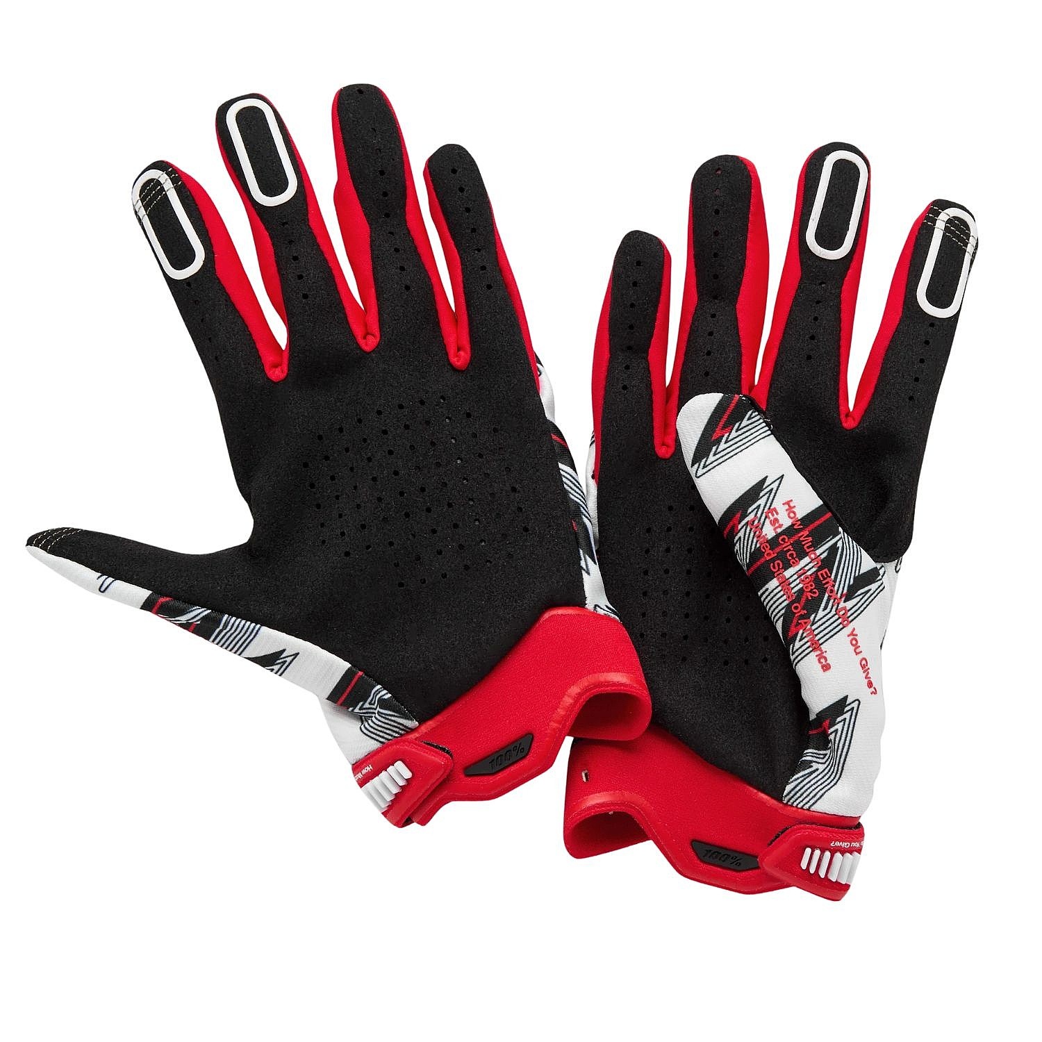 rukavice 100% Ridefit - White/Red