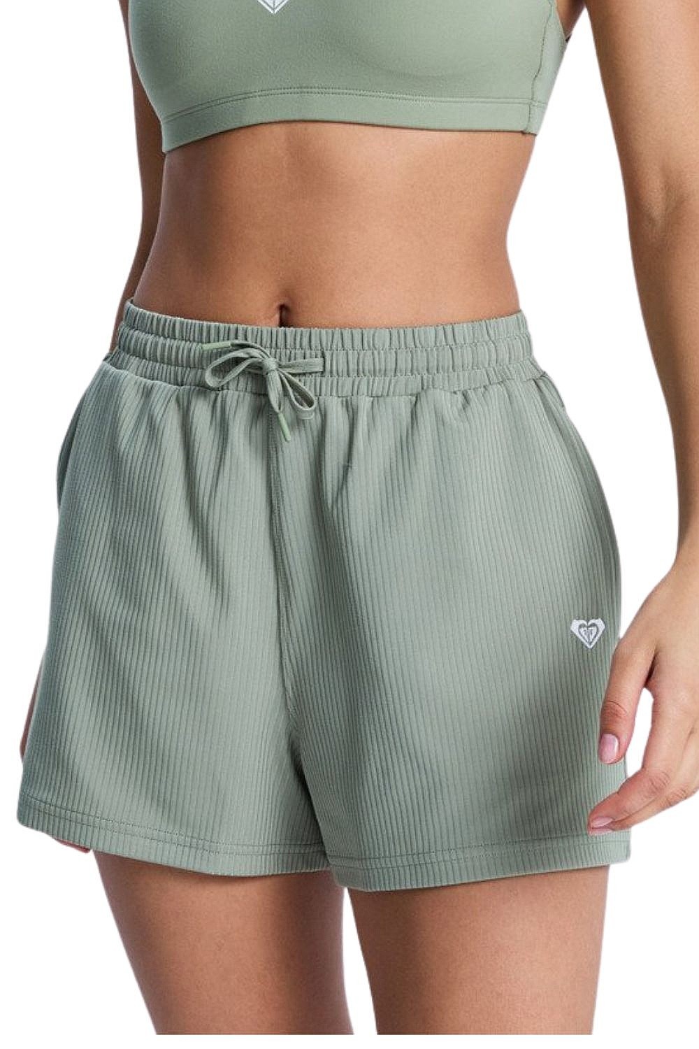 pantalones cortos Roxy Rise & Vibe Rib - GLD0/Oil Green - women´s