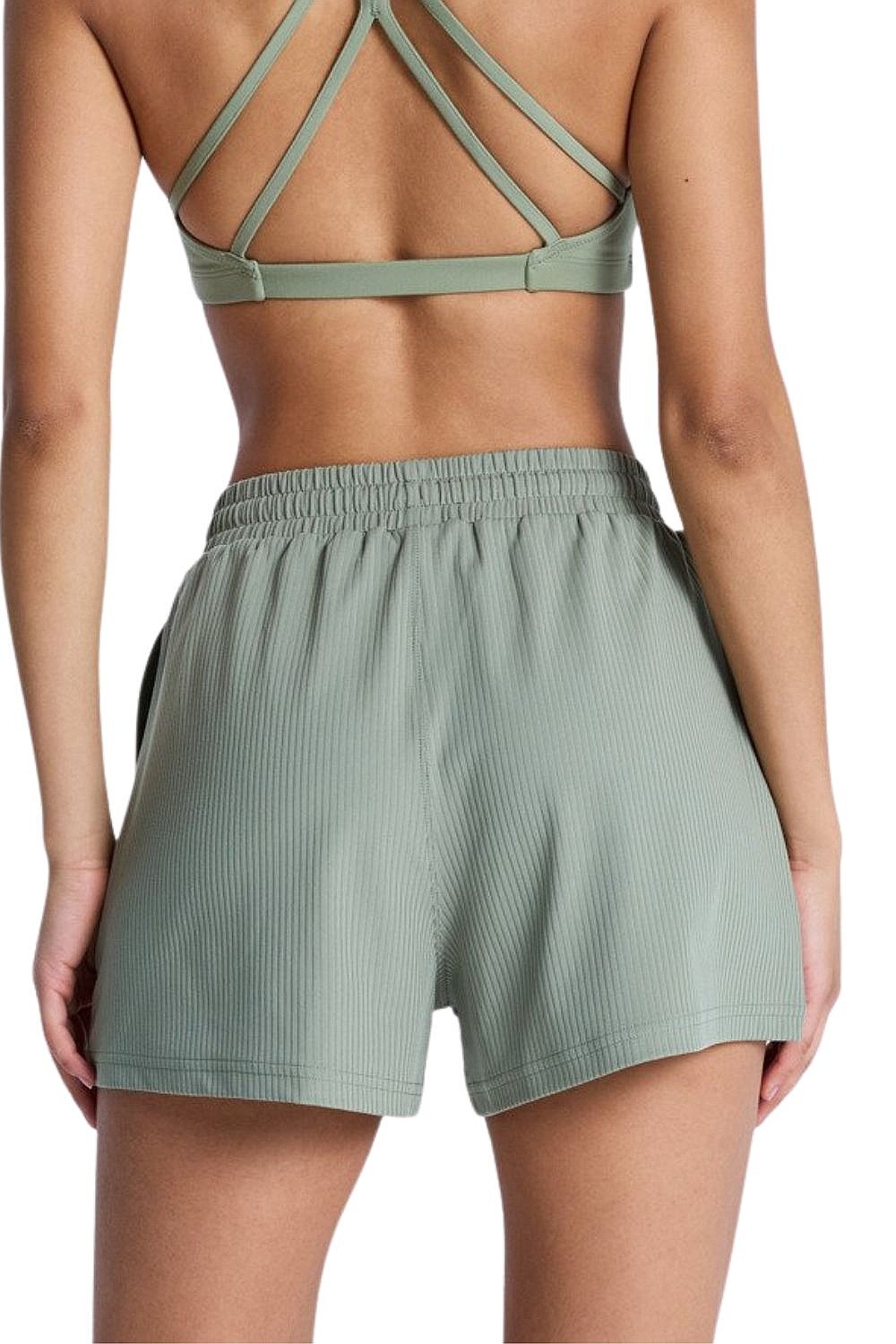 pantalones cortos Roxy Rise & Vibe Rib - GLD0/Oil Green - women´s