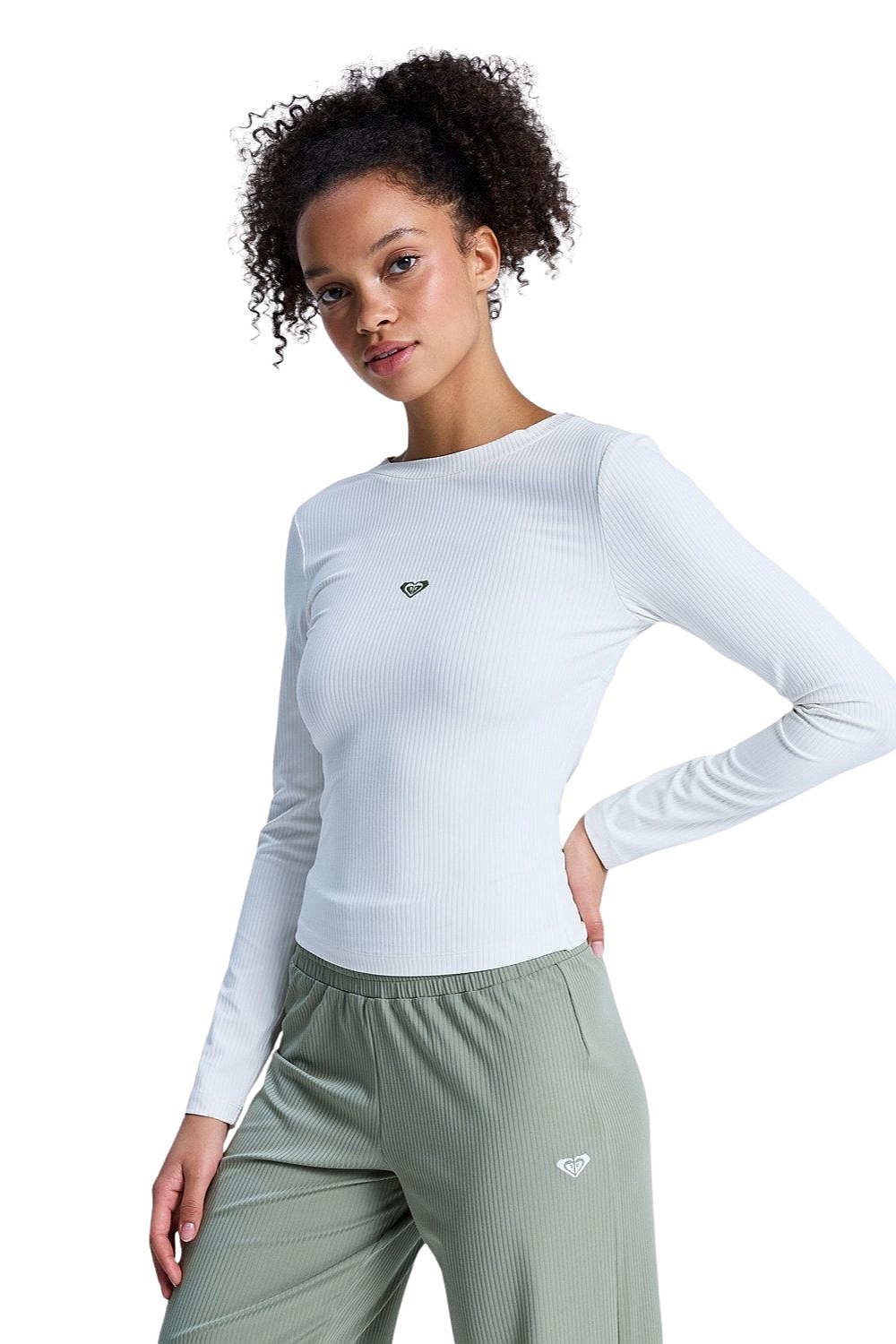 camisa Roxy Rise & Vibe Rib Crossed Back LS - WZA0/Coconut Milk - women´s