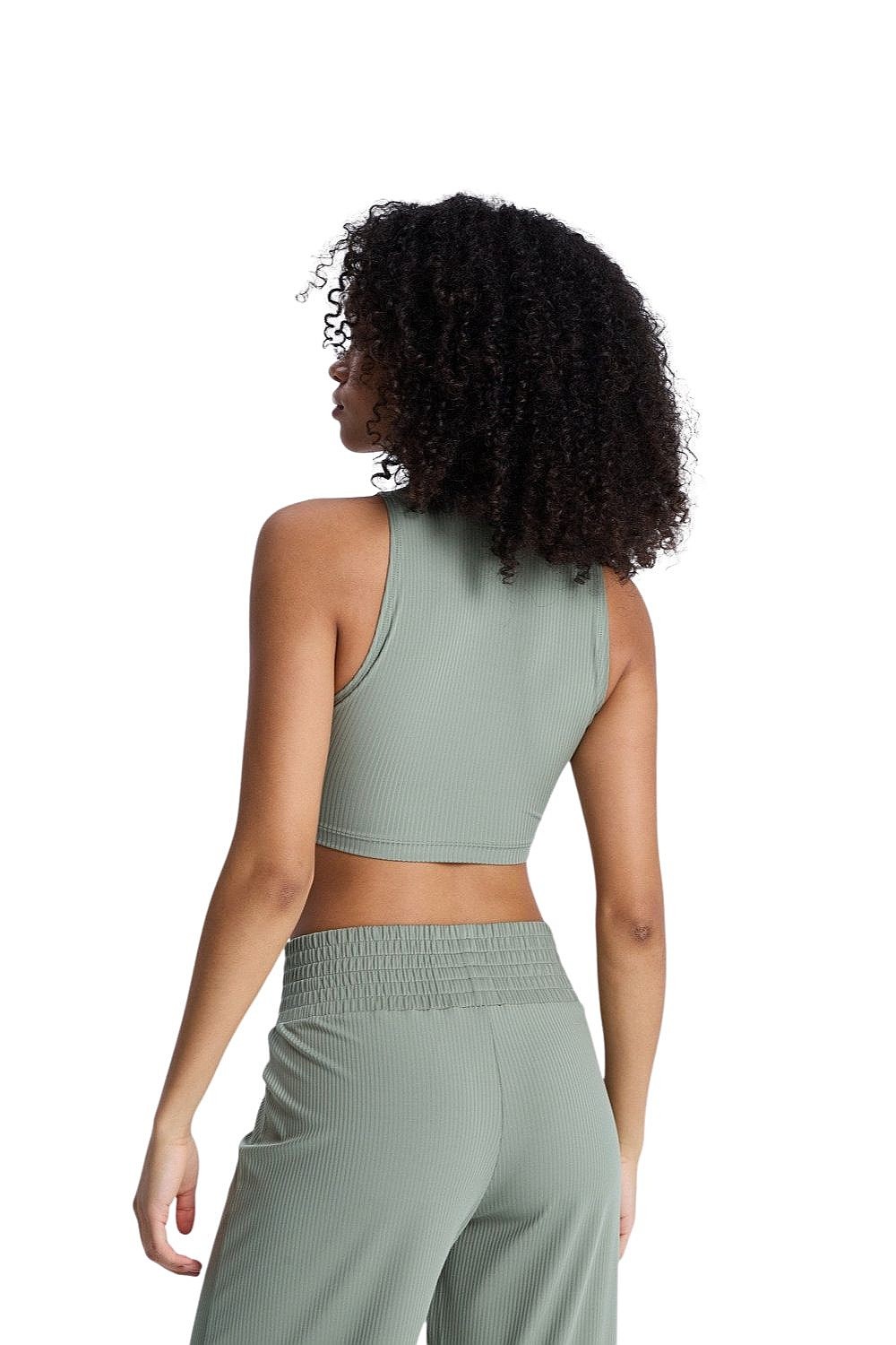 top Roxy Rise & Vibe Rib Mock Neck - GLD0/Oil Green - women´s