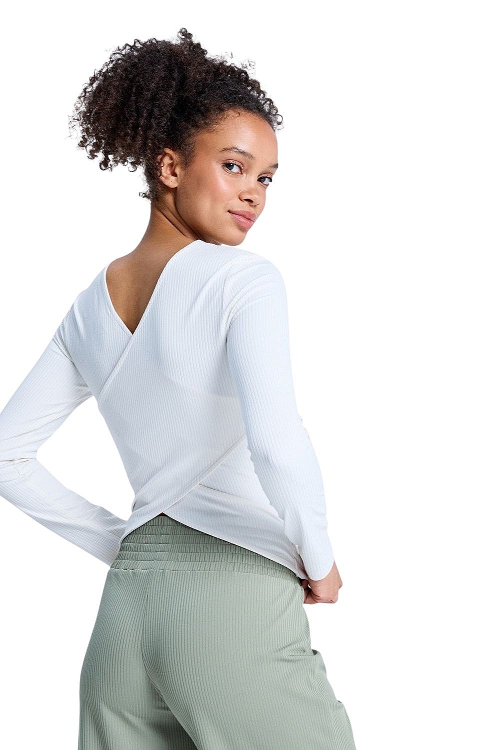 camisa Roxy Rise & Vibe Rib Crossed Back LS - WZA0/Coconut Milk - women´s