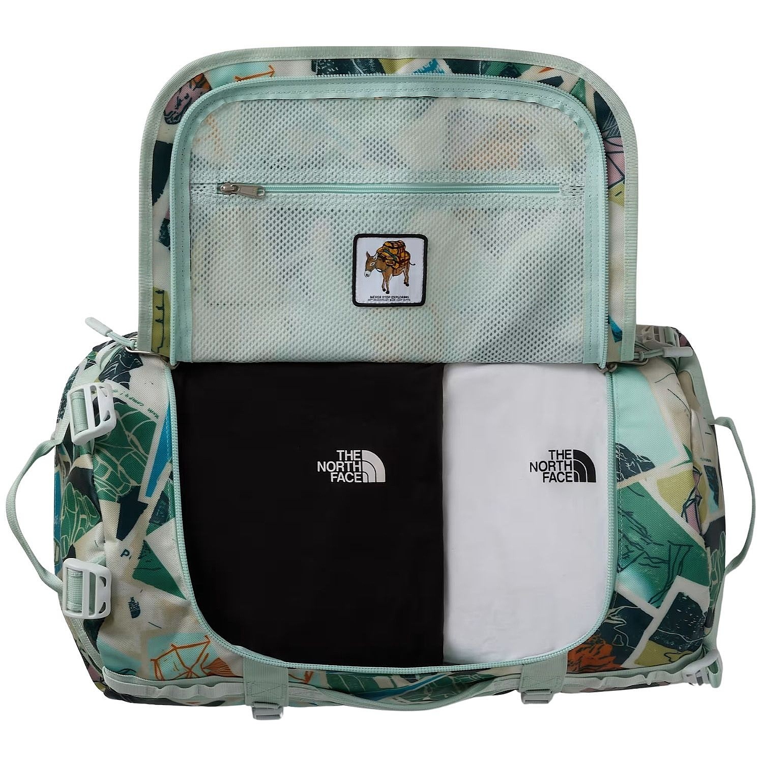 taška The North Face Base Camp Duffel S - Opal Frost TNF Postcard Print/Opal Frost/Pearl Sto
