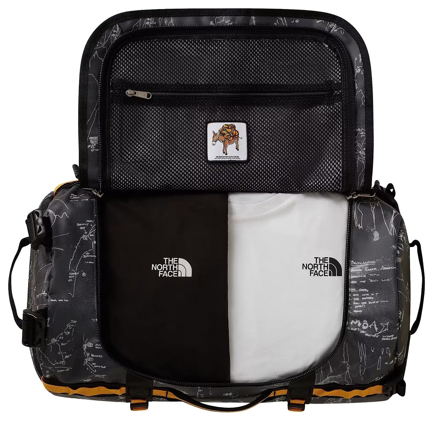taška The North Face Base Camp Duffel S - Anthracite Grey Conrad Topos Print/Summit Gold