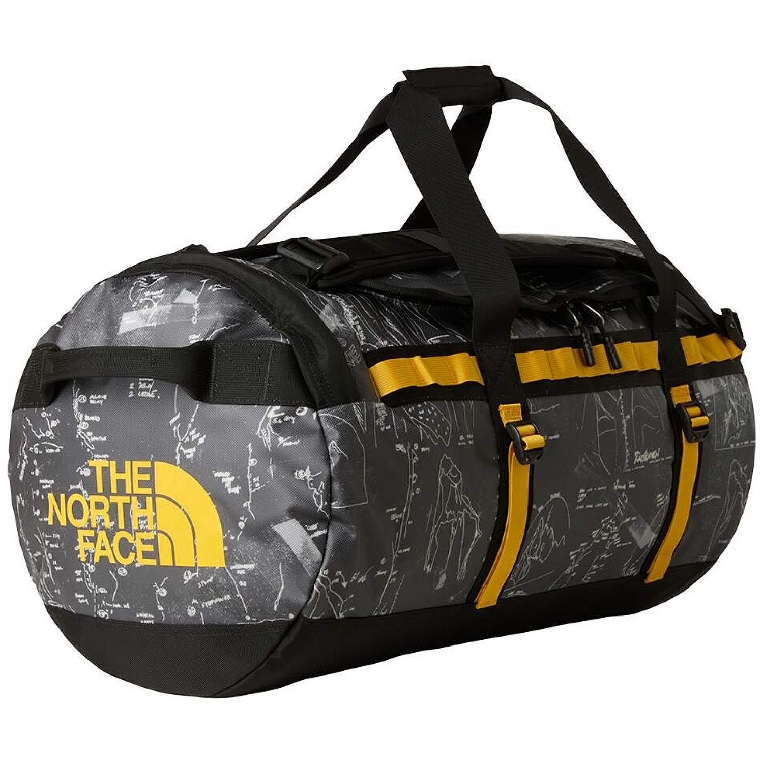 taška The North Face Base Camp Duffel M - Anthracite Grey Conrad Topos Print/Summit Gold