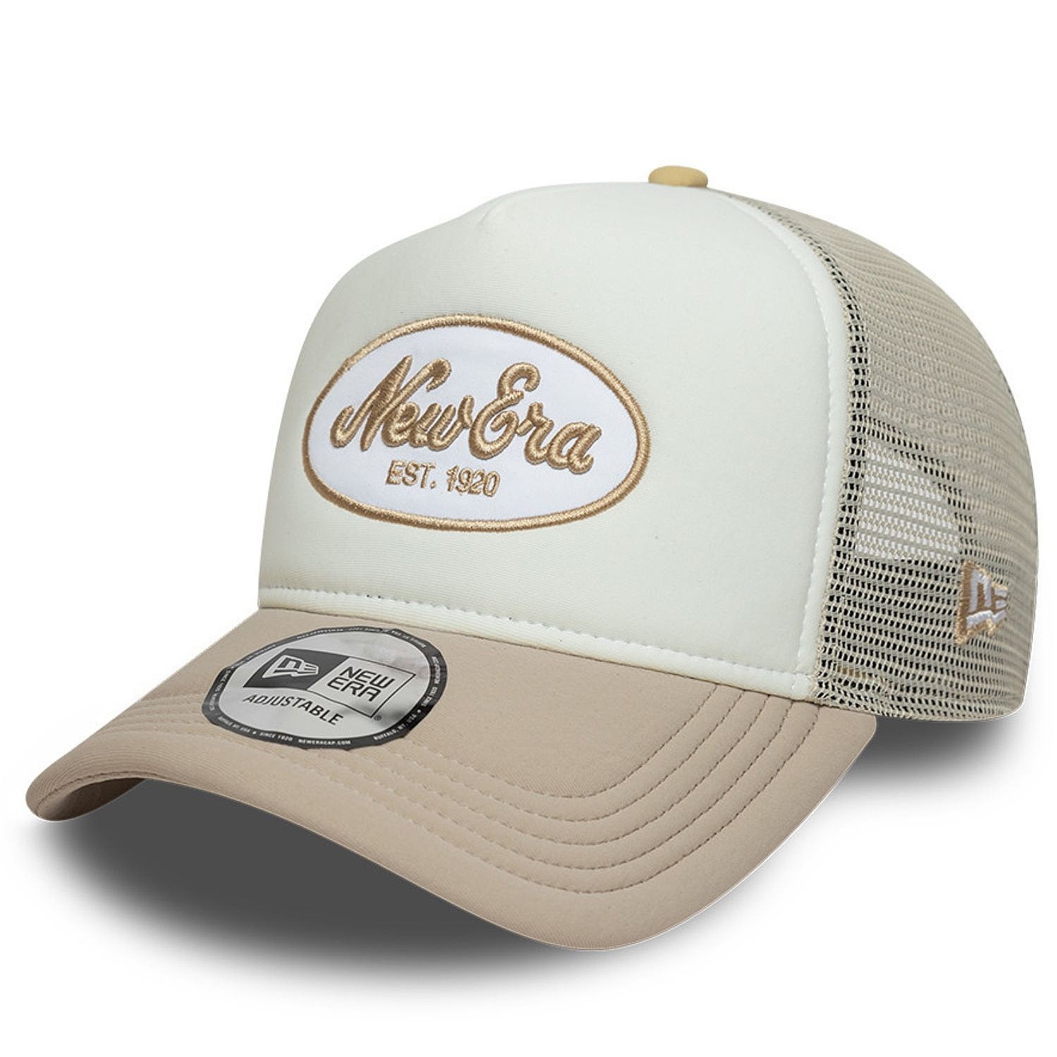cap New Era 9FO AF Oval Foam Patch Trucker Branded - White/Camel - men´s