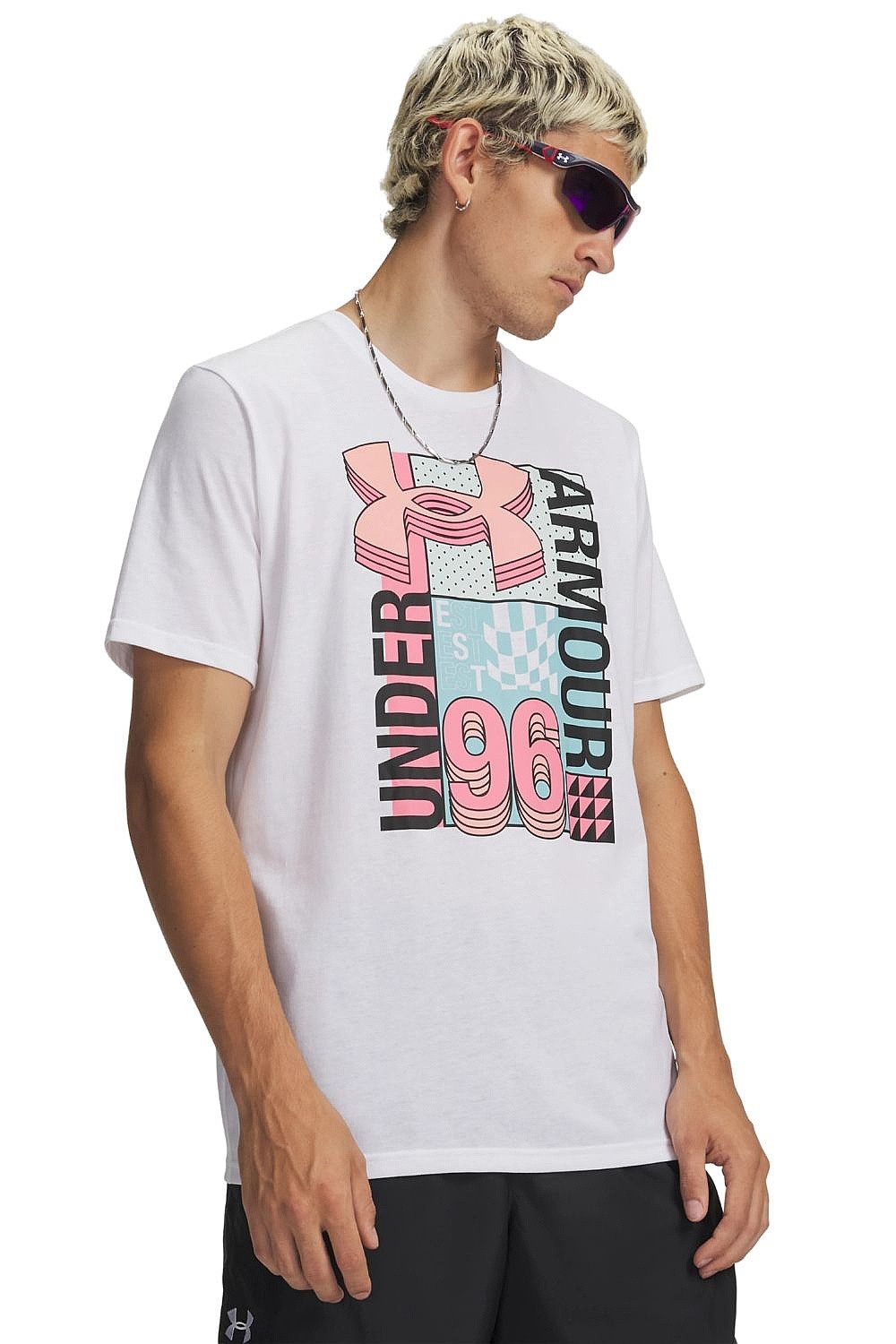 tričko Under Armour Logo Collage - White/Posh Pink - men´s