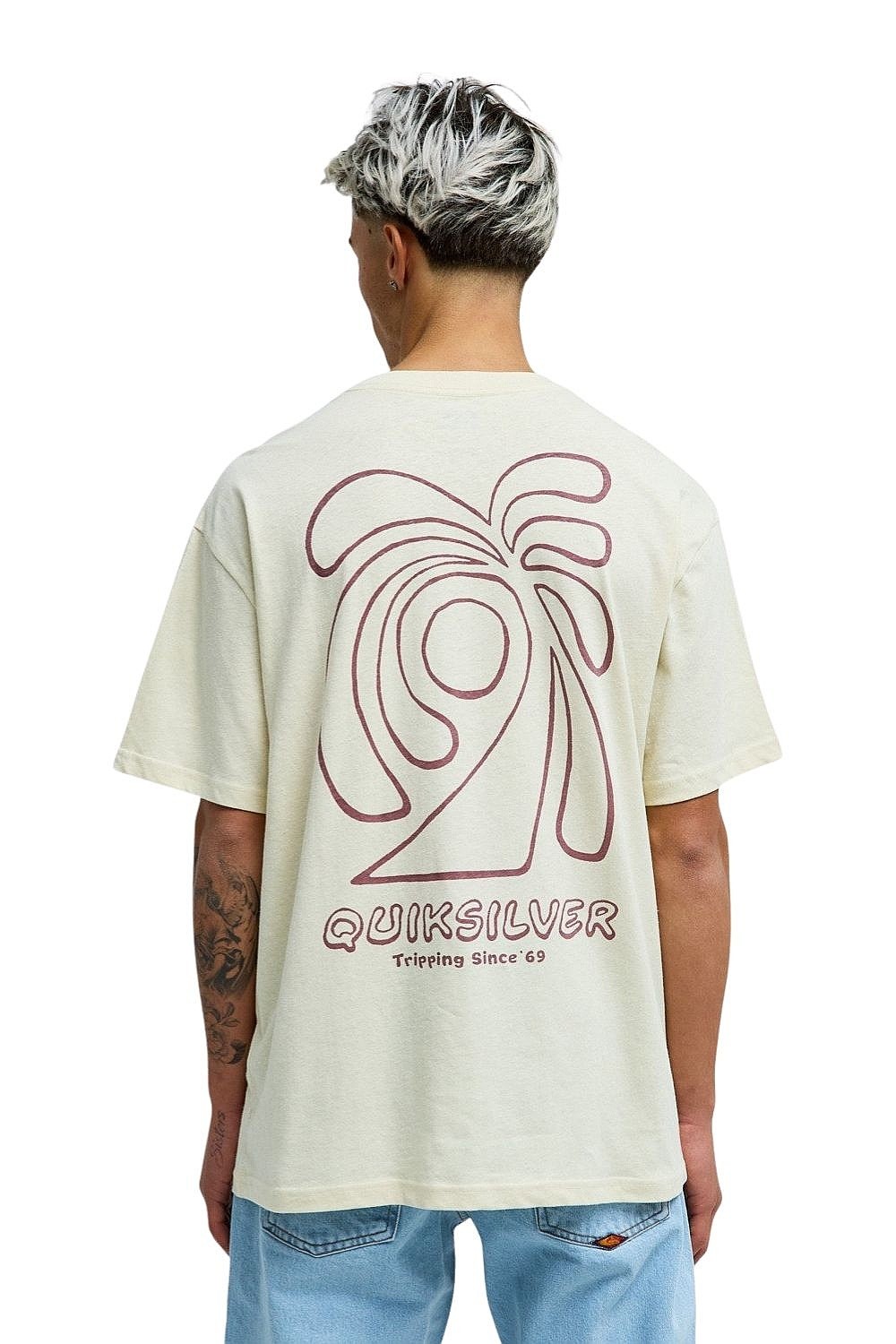 tricou Quiksilver Curve Palm - WBS0/Bone White - men´s