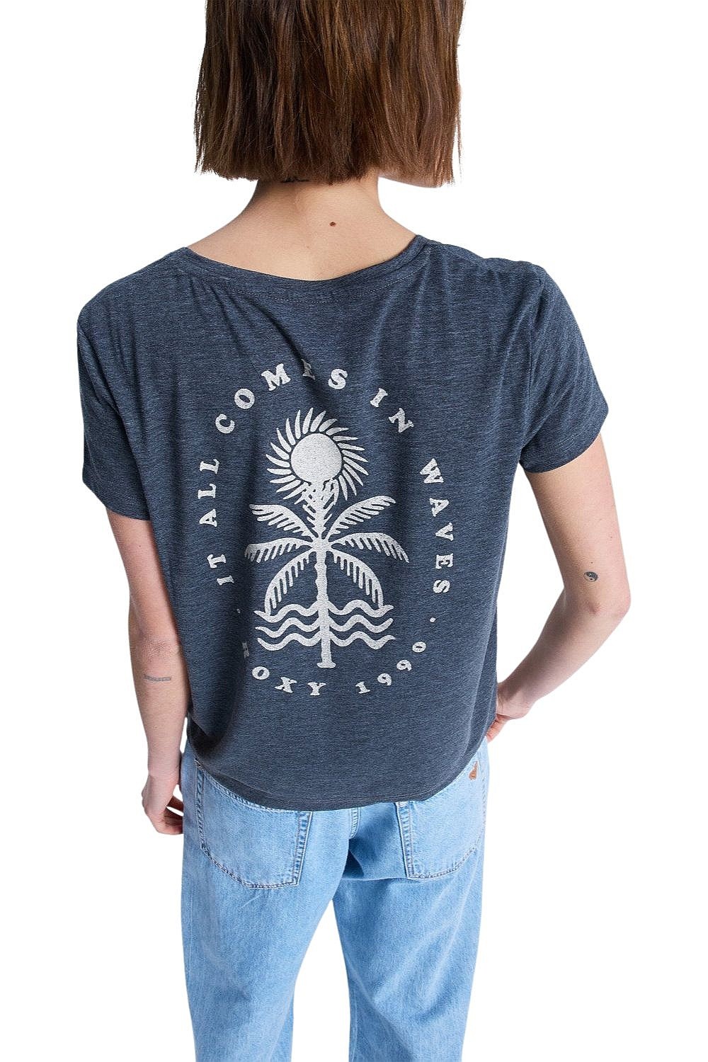 T-Shirt Roxy Laguna Green V Neck - KVJ0/Anthracite - women´s